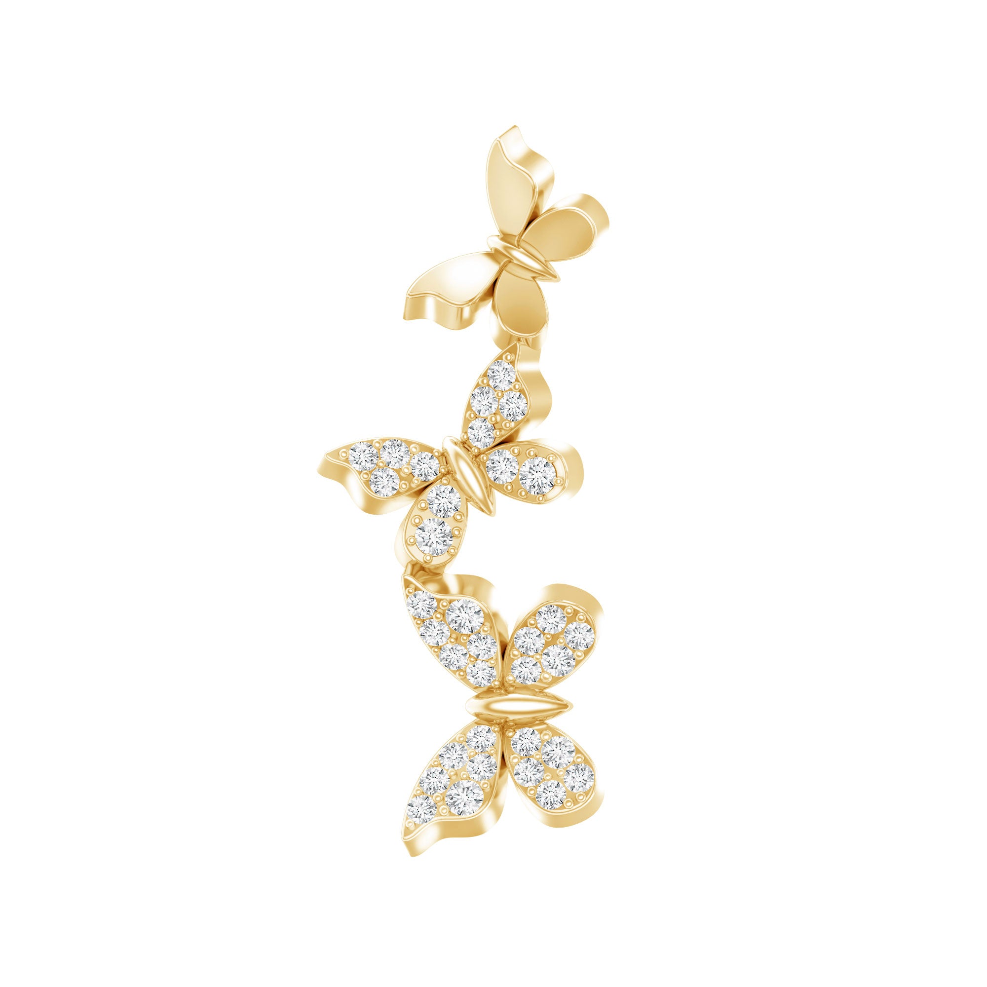 Diamond Butterfly Crawler Earring for Helix Piercing Natural - ( HI-SI ) - Rosec Jewels