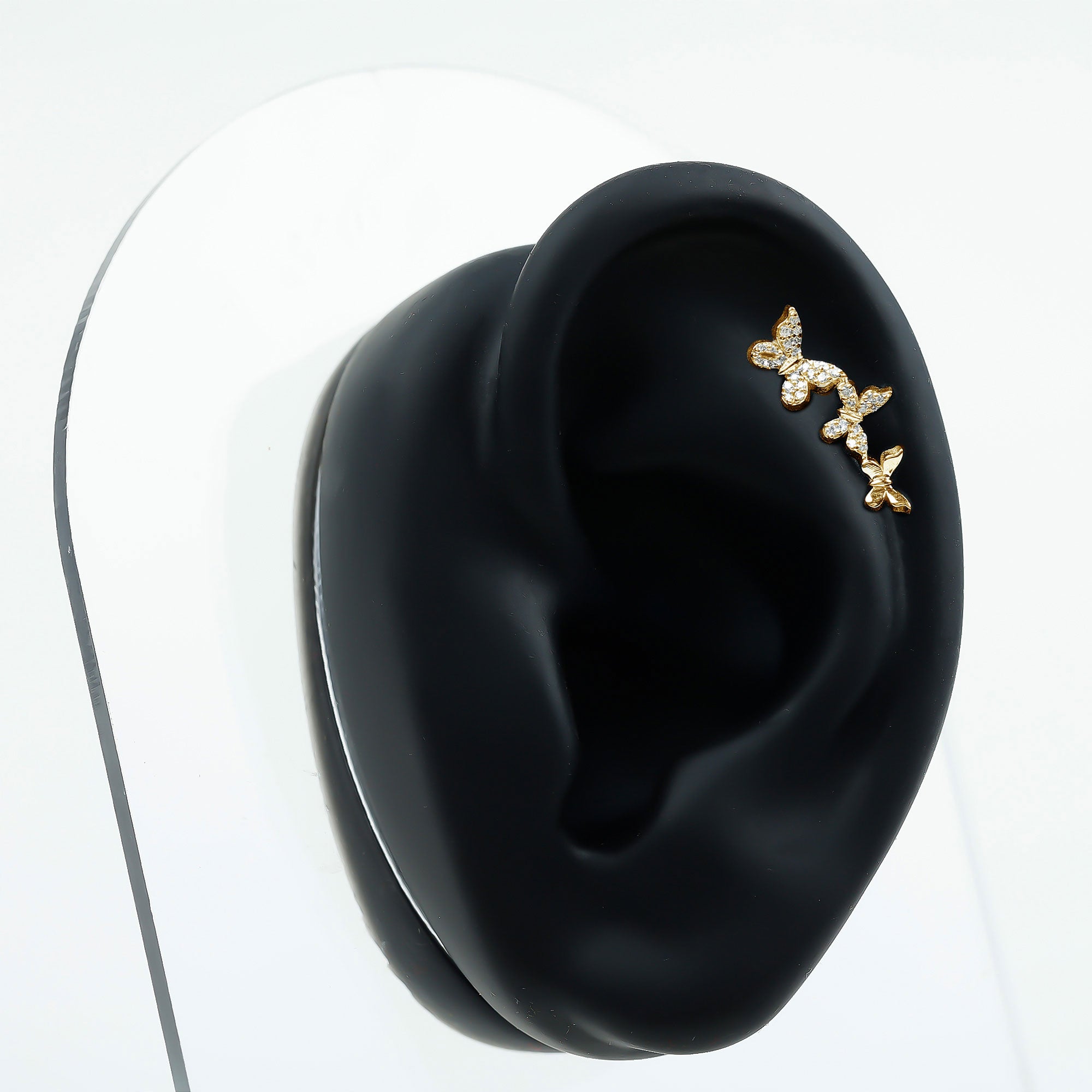 Diamond Butterfly Crawler Earring for Helix Piercing Natural - ( HI-SI ) - Rosec Jewels