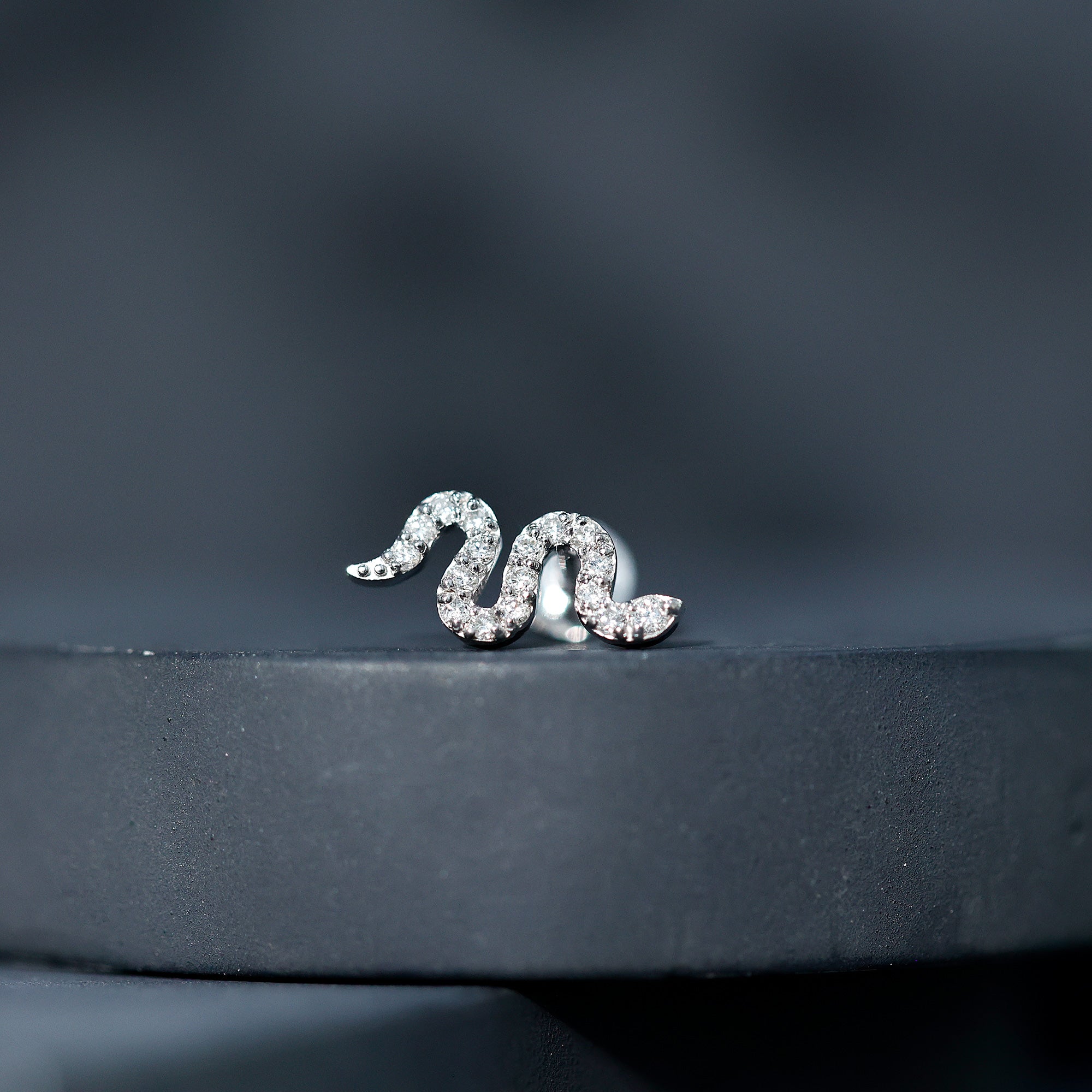 Certified Diamond Snake Earring for Cartilage Piercing Natural - ( HI-SI ) - Rosec Jewels