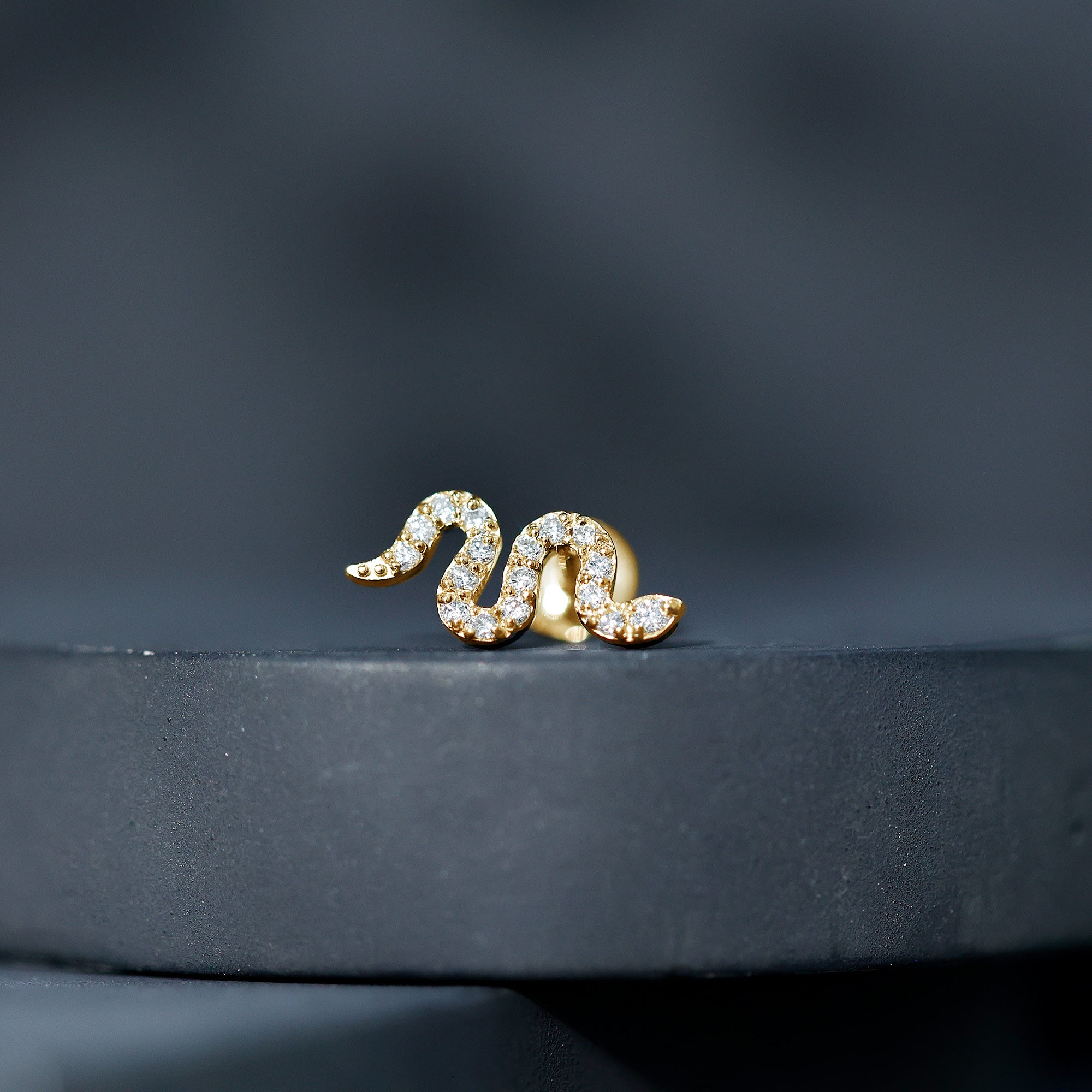 Certified Diamond Snake Earring for Cartilage Piercing Natural - ( HI-SI ) - Rosec Jewels