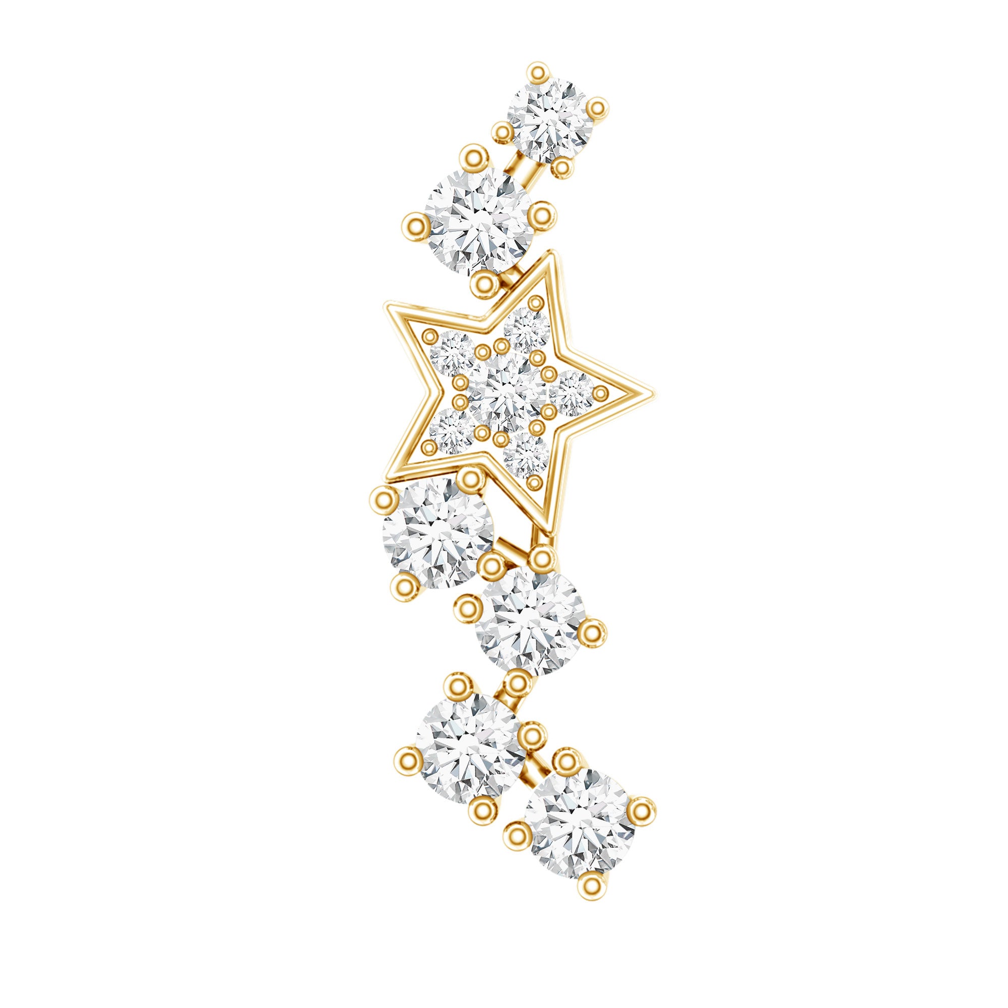 Unique Diamond Star Crawler Helix Earring Natural - ( HI-SI ) - Rosec Jewels