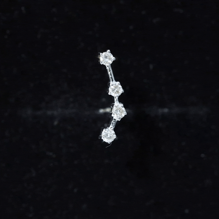 Diamond Aquarius Zodiac Earring for Helix Piercing Natural - ( HI-SI ) - Rosec Jewels