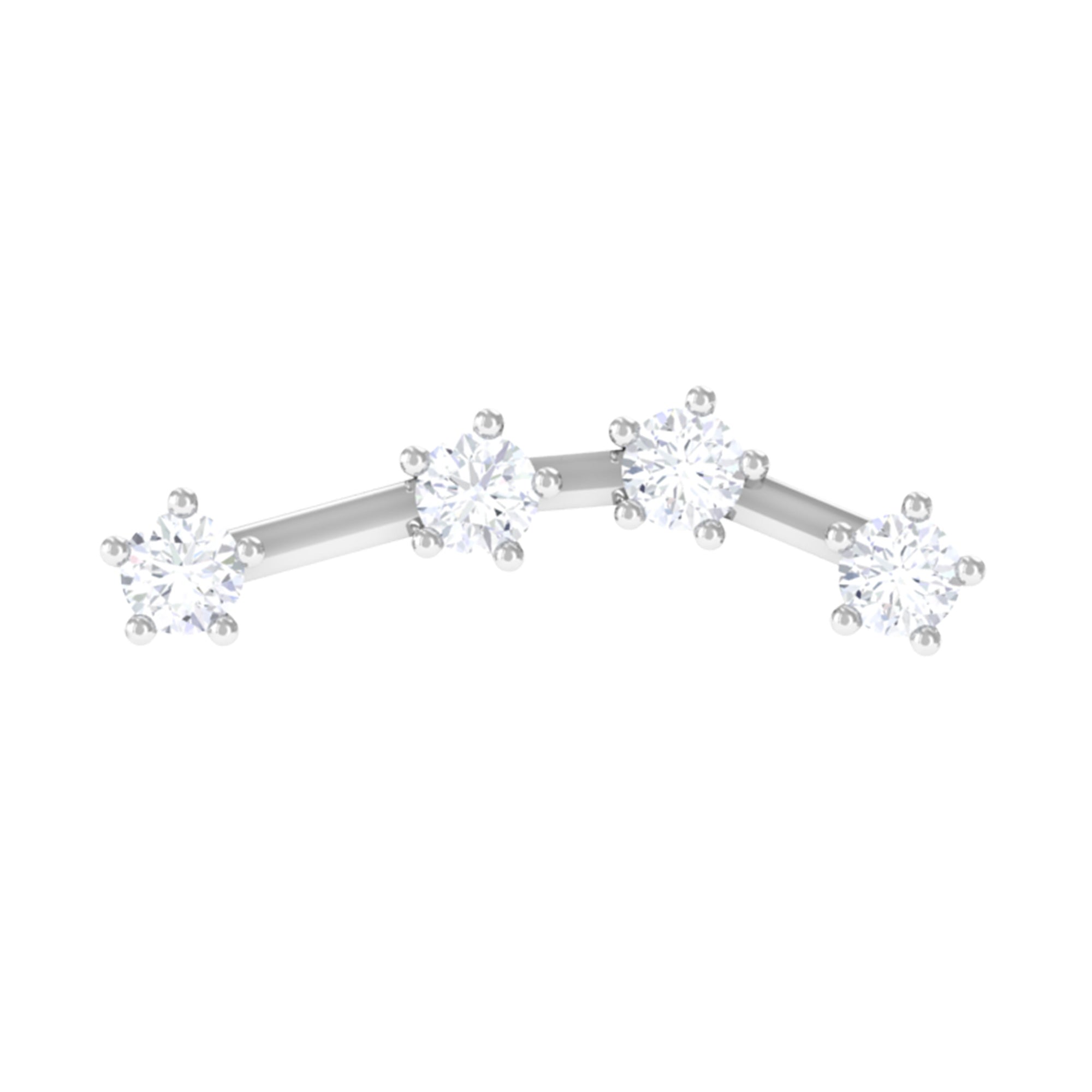 Diamond Aquarius Zodiac Earring for Helix Piercing Natural - ( HI-SI ) - Rosec Jewels