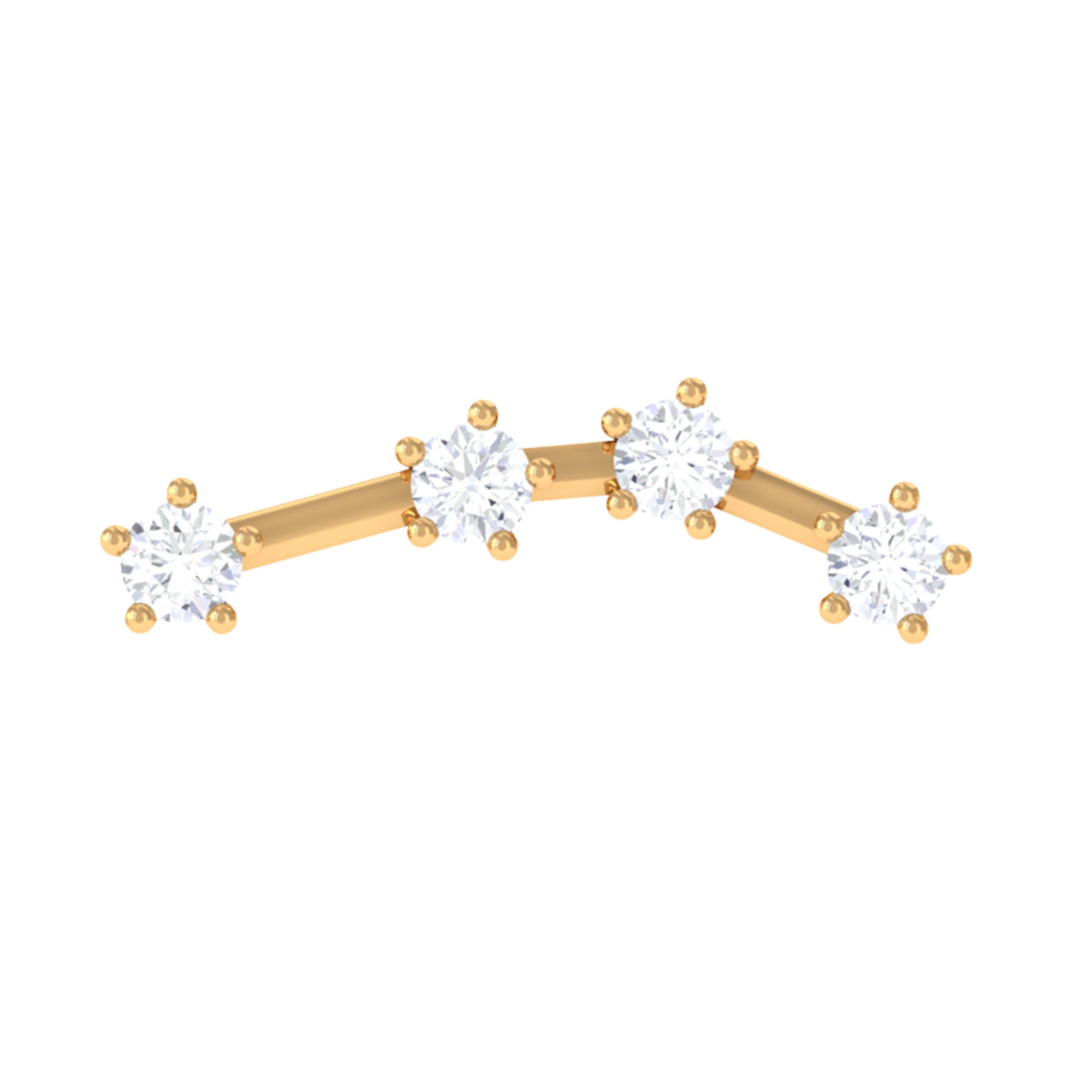 Diamond Aquarius Zodiac Earring for Helix Piercing Natural - ( HI-SI ) - Rosec Jewels