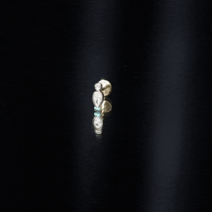 Pear Shape Diamond Two Stone Helix Earring Natural - ( HI-SI ) - Rosec Jewels
