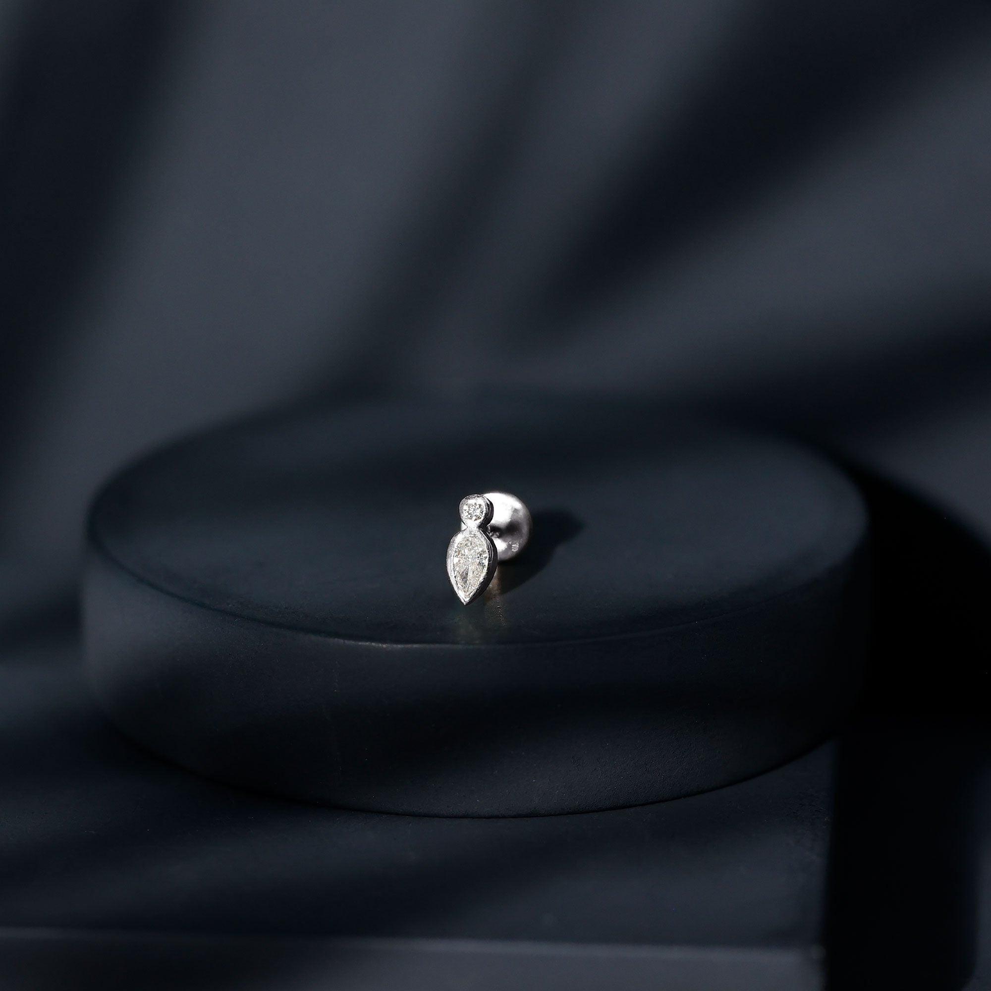 Rosec Jewels-Pear Shape Diamond Two Stone Helix Earring