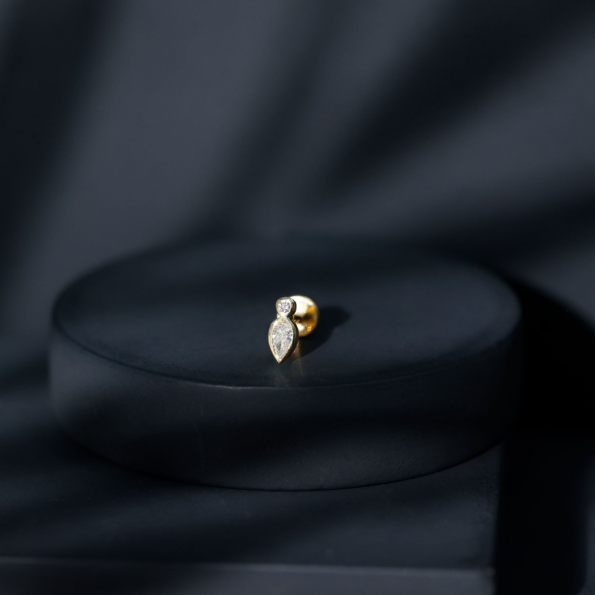 Pear Shape Diamond Two Stone Helix Earring Natural - ( HI-SI ) - Rosec Jewels