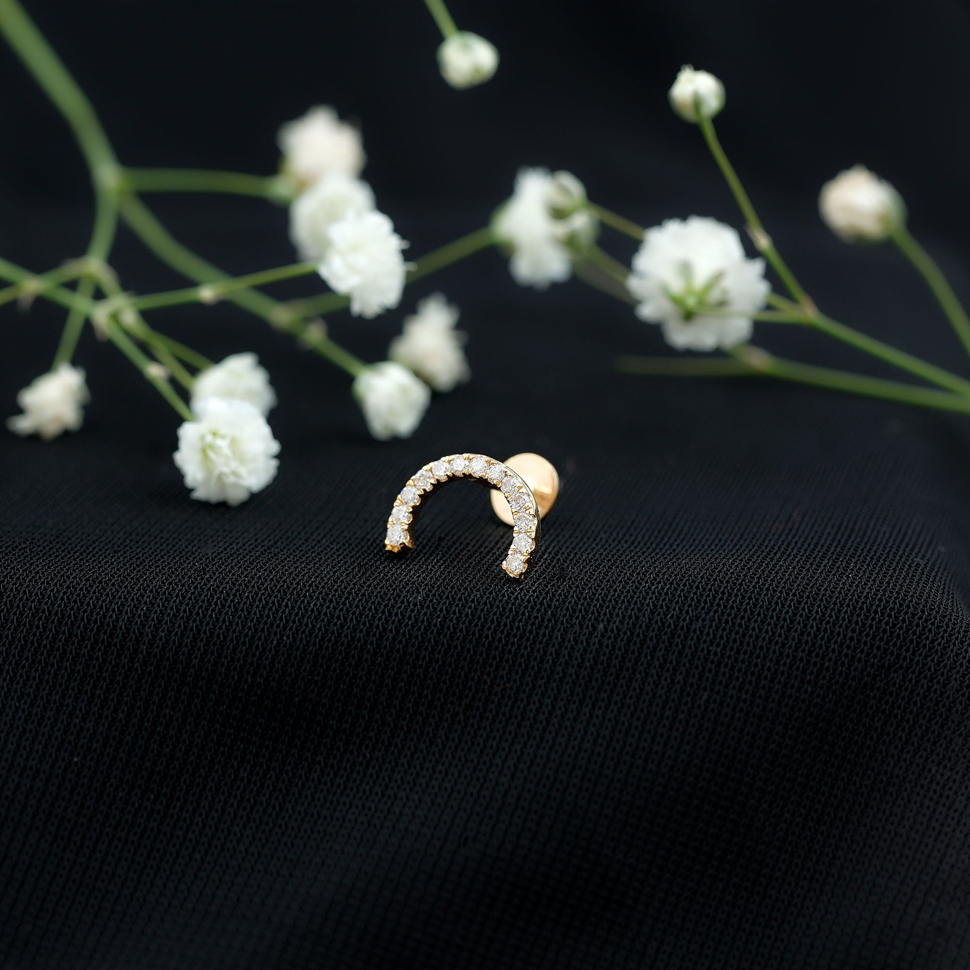 Rosec Jewels-Certified Diamond Half Circle Earring for Piercing