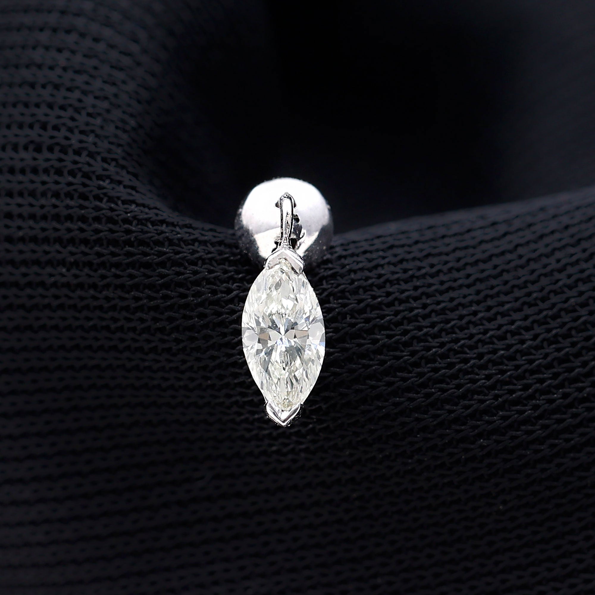 Marquise Diamond Cartilage Dangle Earring Lab - ( EF-VS ) - Rosec Jewels