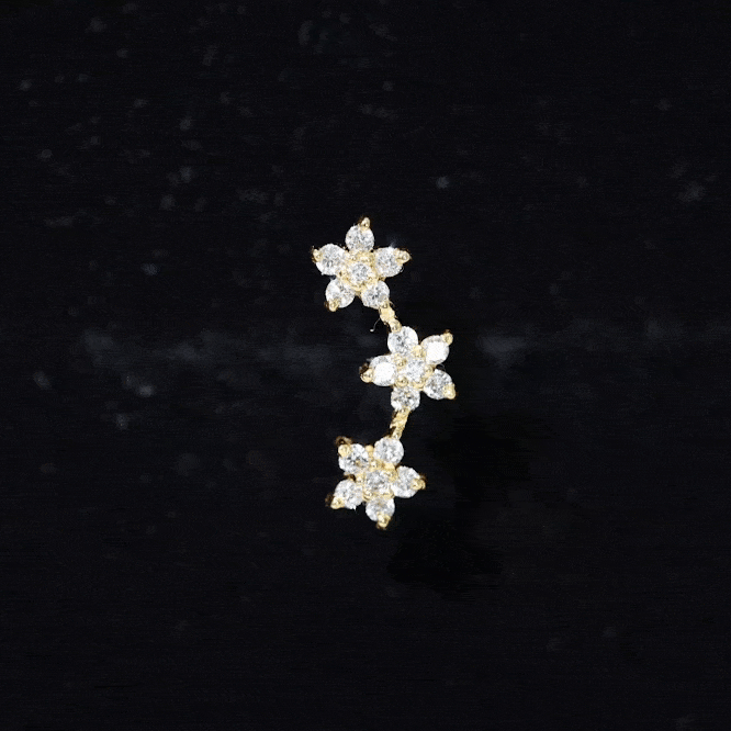 Helix Flower Crawler Earring with Diamond Lab - ( EF-VS ) - Rosec Jewels