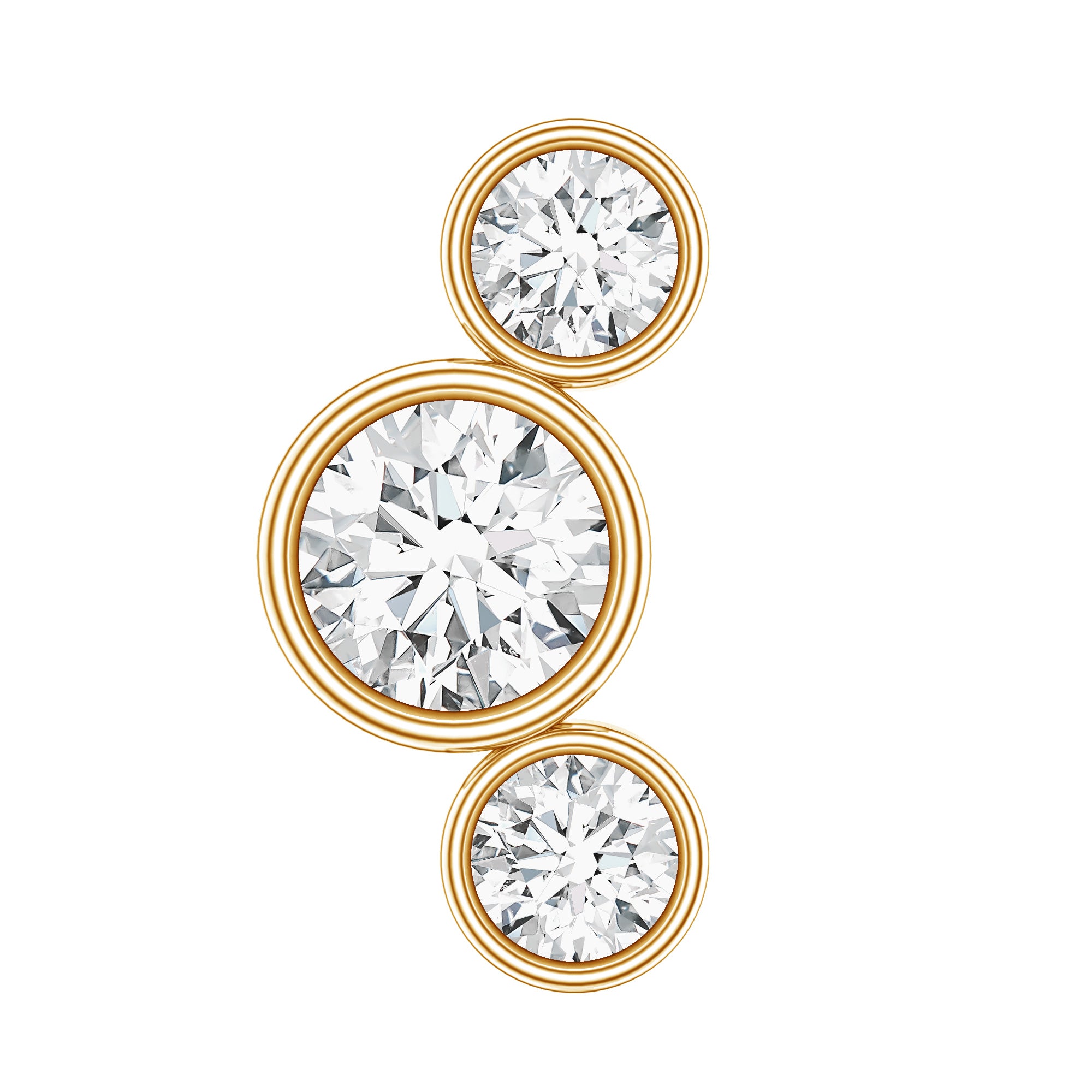 Bezel Set Diamond Three Stone Earring for Helix Piercing Lab - ( EF-VS ) - Rosec Jewels