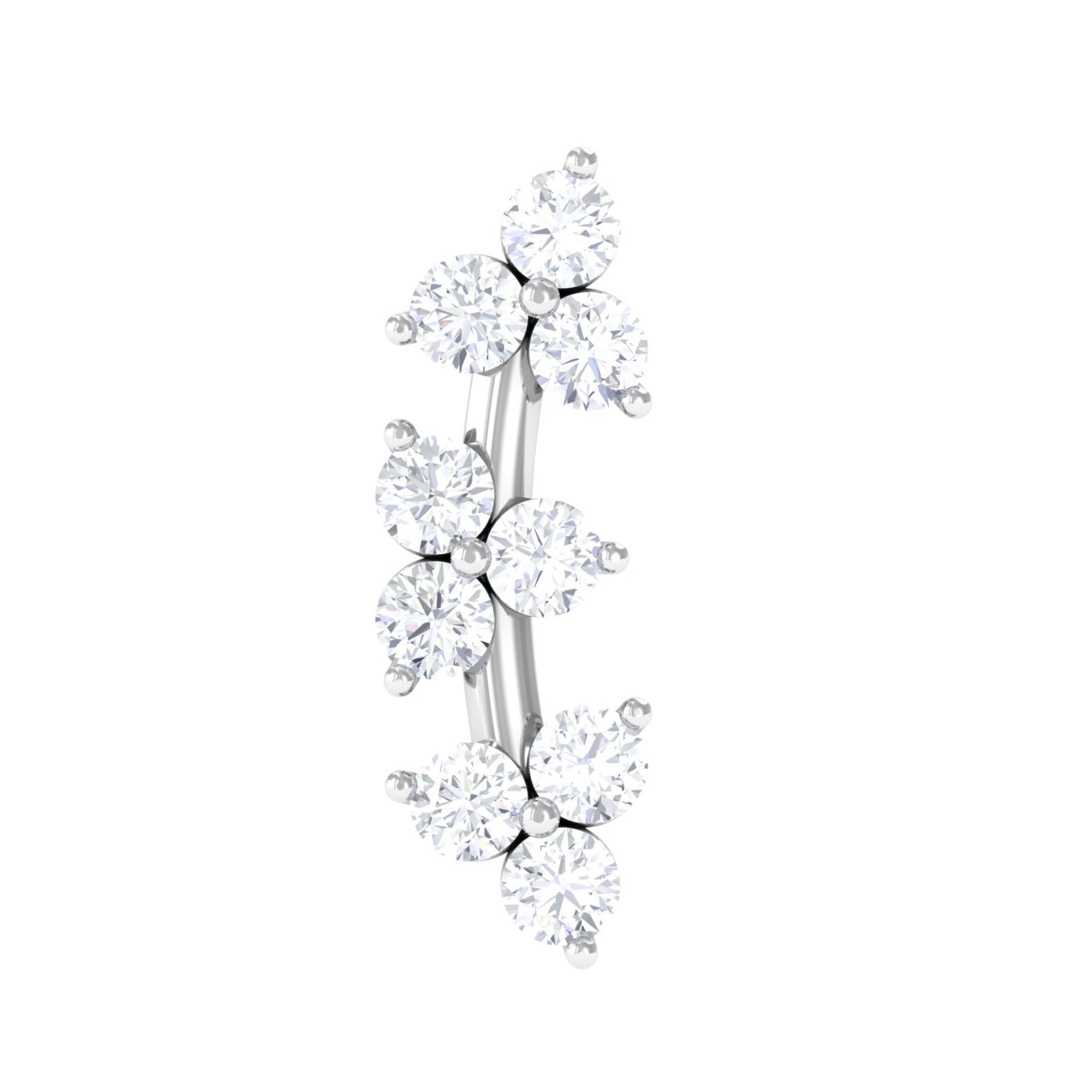 Simple Diamond Curved Helix Earring with Flat Back Lab - ( EF-VS ) - Rosec Jewels