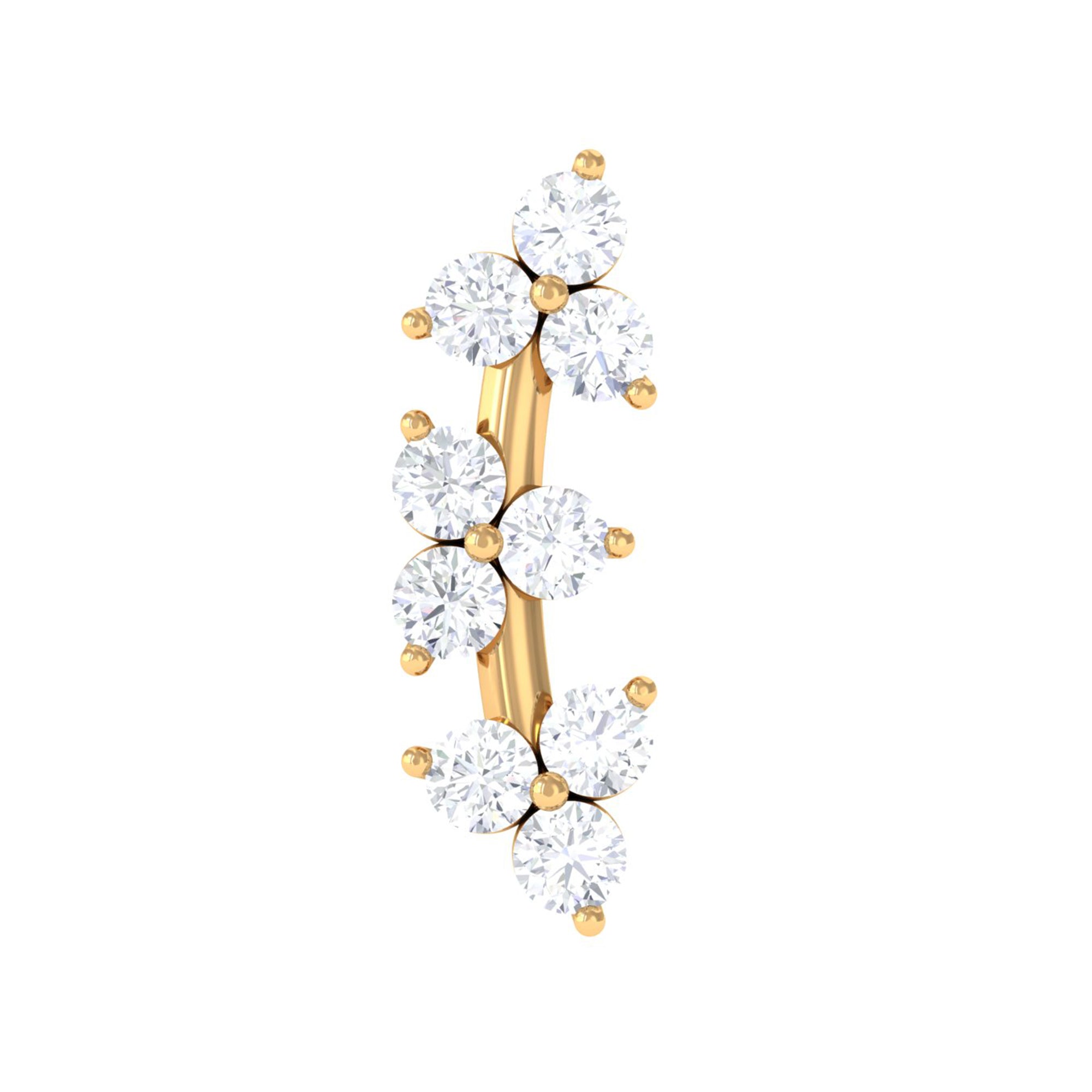 Simple Diamond Curved Helix Earring with Flat Back Lab - ( EF-VS ) - Rosec Jewels