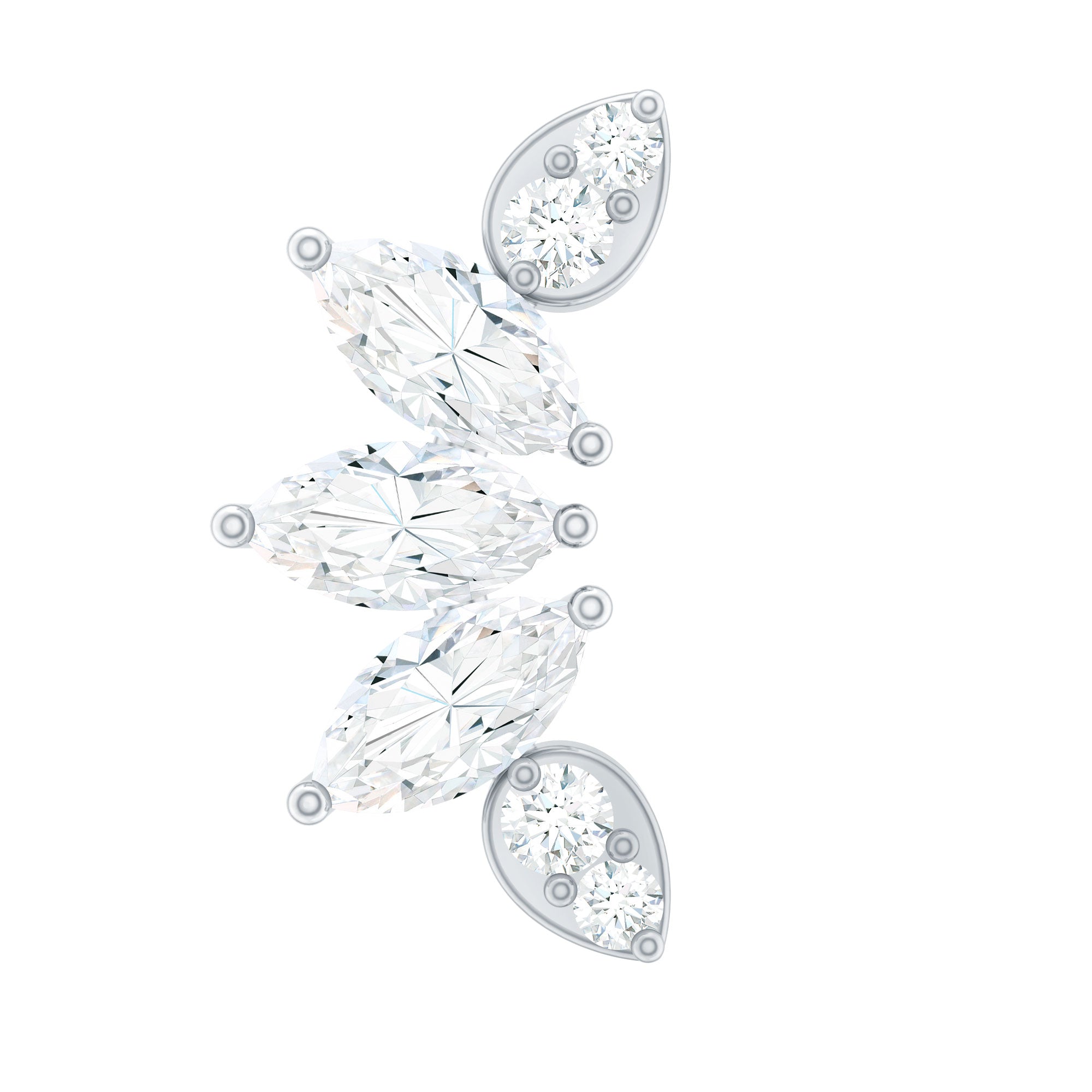 Marquise Diamond Leaf Crawler Earring for Helix Piercing