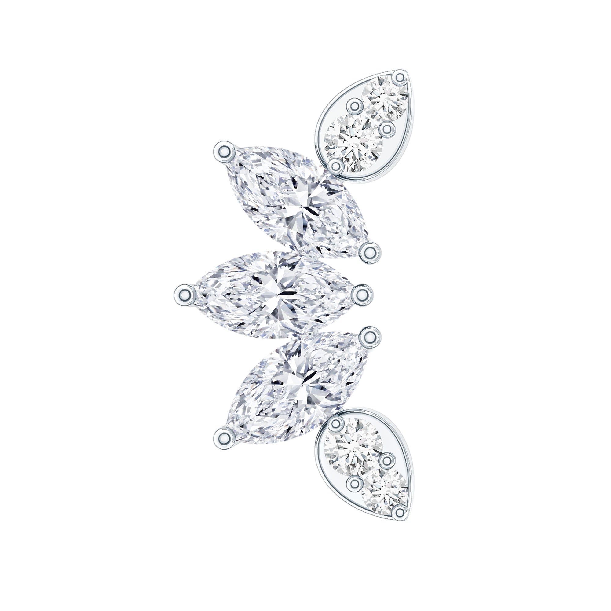 Marquise Diamond Leaf Crawler Earring for Helix Piercing Lab - ( EF-VS ) - Rosec Jewels