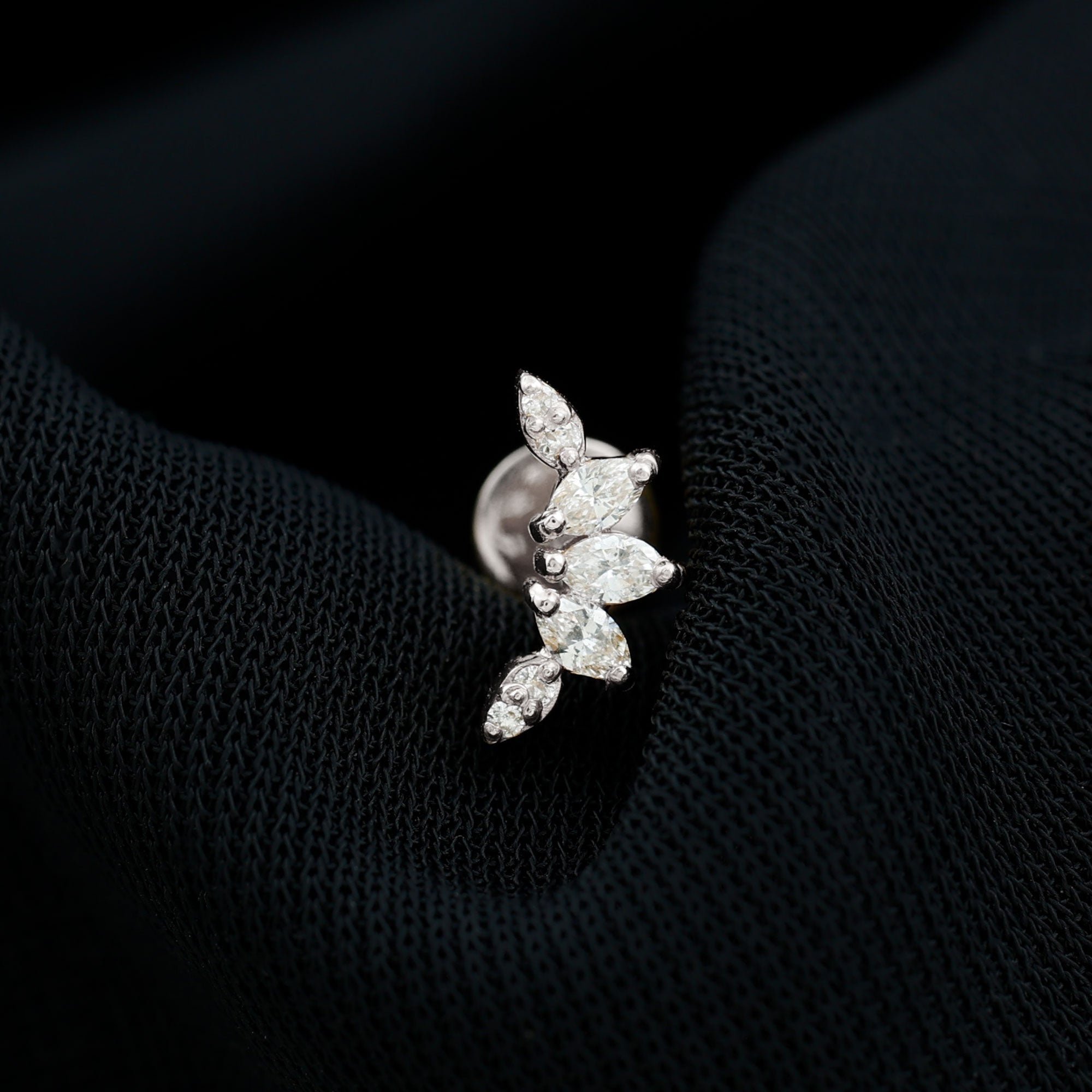 Marquise Diamond Leaf Crawler Earring for Helix Piercing Lab - ( EF-VS ) - Rosec Jewels