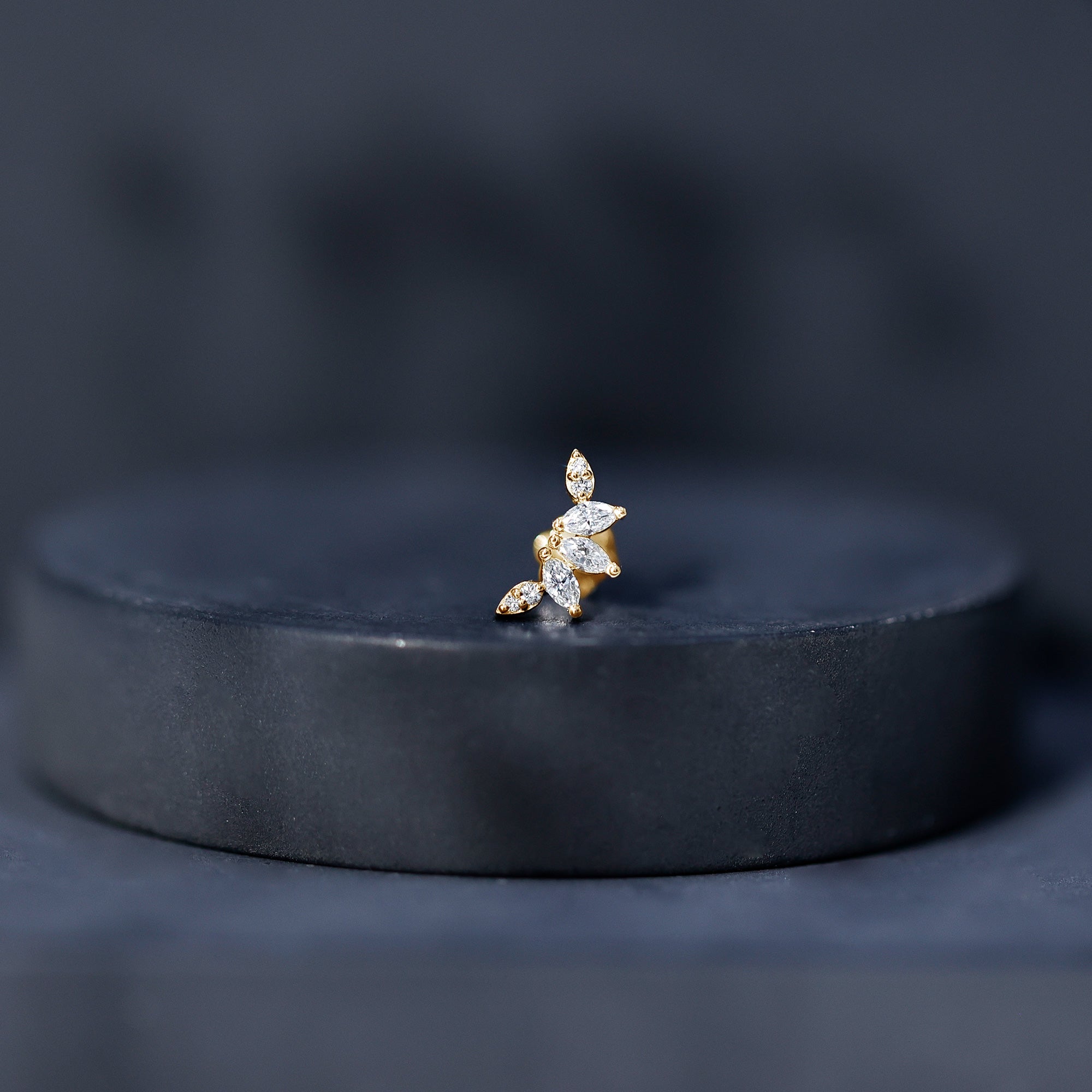 Marquise Diamond Leaf Crawler Earring for Helix Piercing Lab - ( EF-VS ) - Rosec Jewels