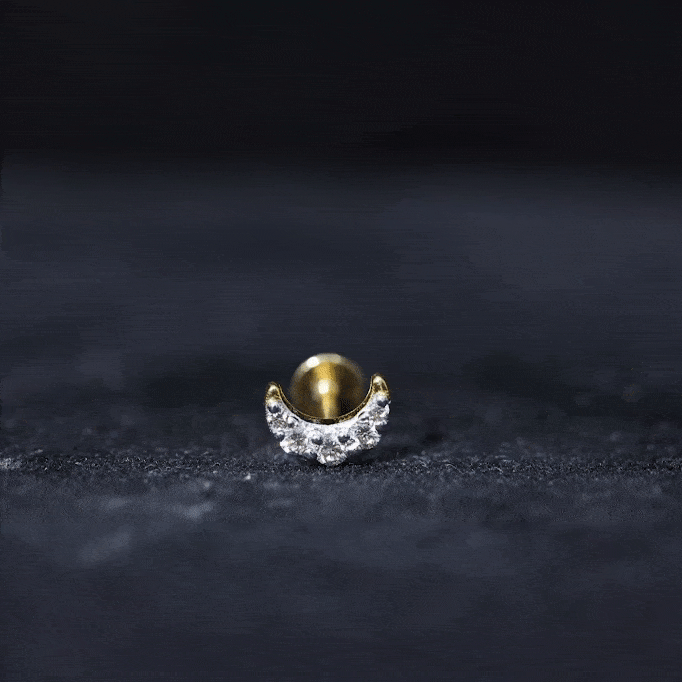 Round Cut Diamond Crescent Moon Cartilage Earring Lab - ( EF-VS ) - Rosec Jewels
