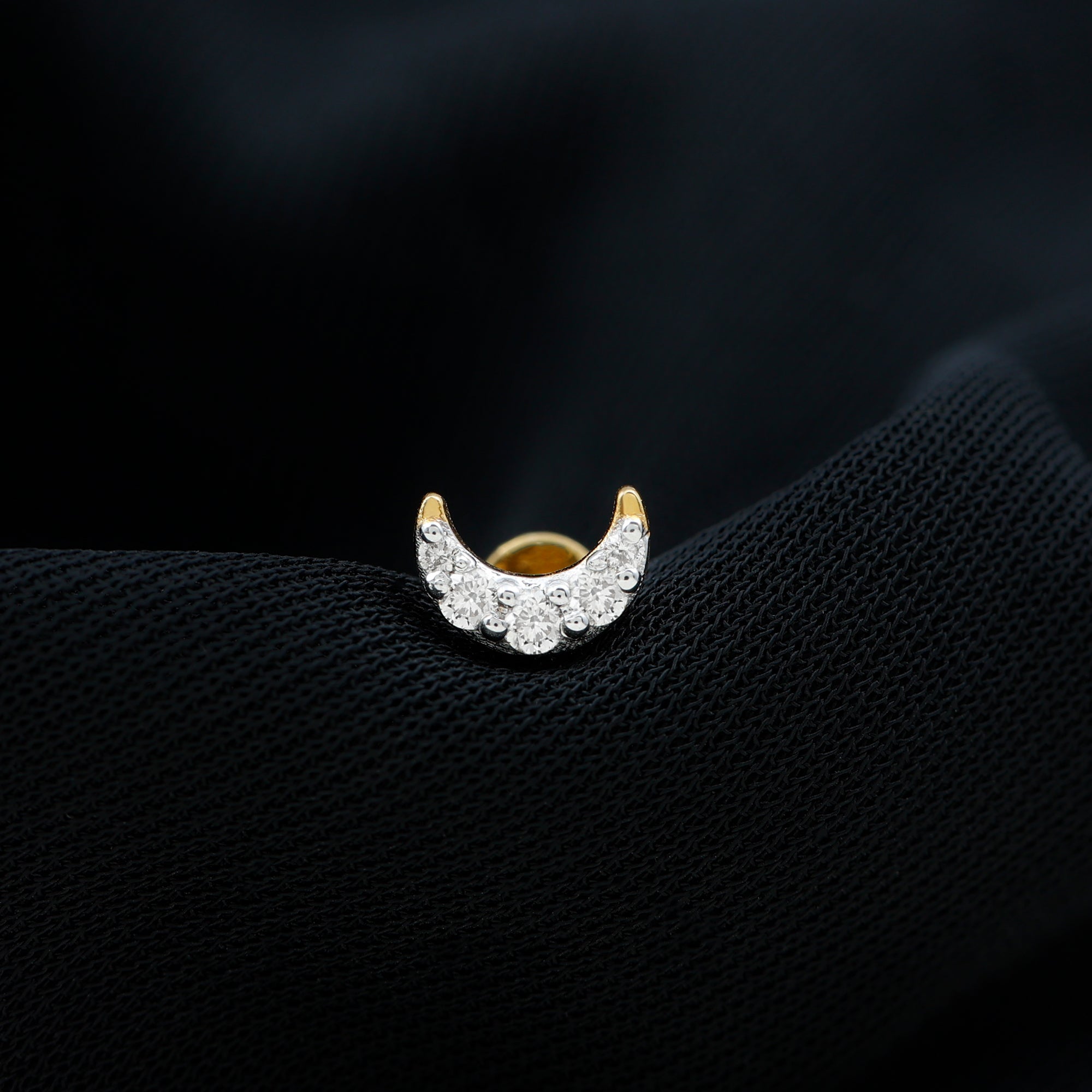 Round Cut Diamond Crescent Moon Cartilage Earring Lab - ( EF-VS ) - Rosec Jewels