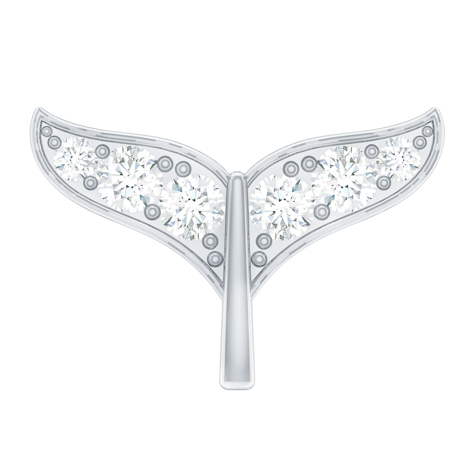 Certified Diamond Whale Tail Earring for Helix Piercing Lab - ( EF-VS ) - Rosec Jewels