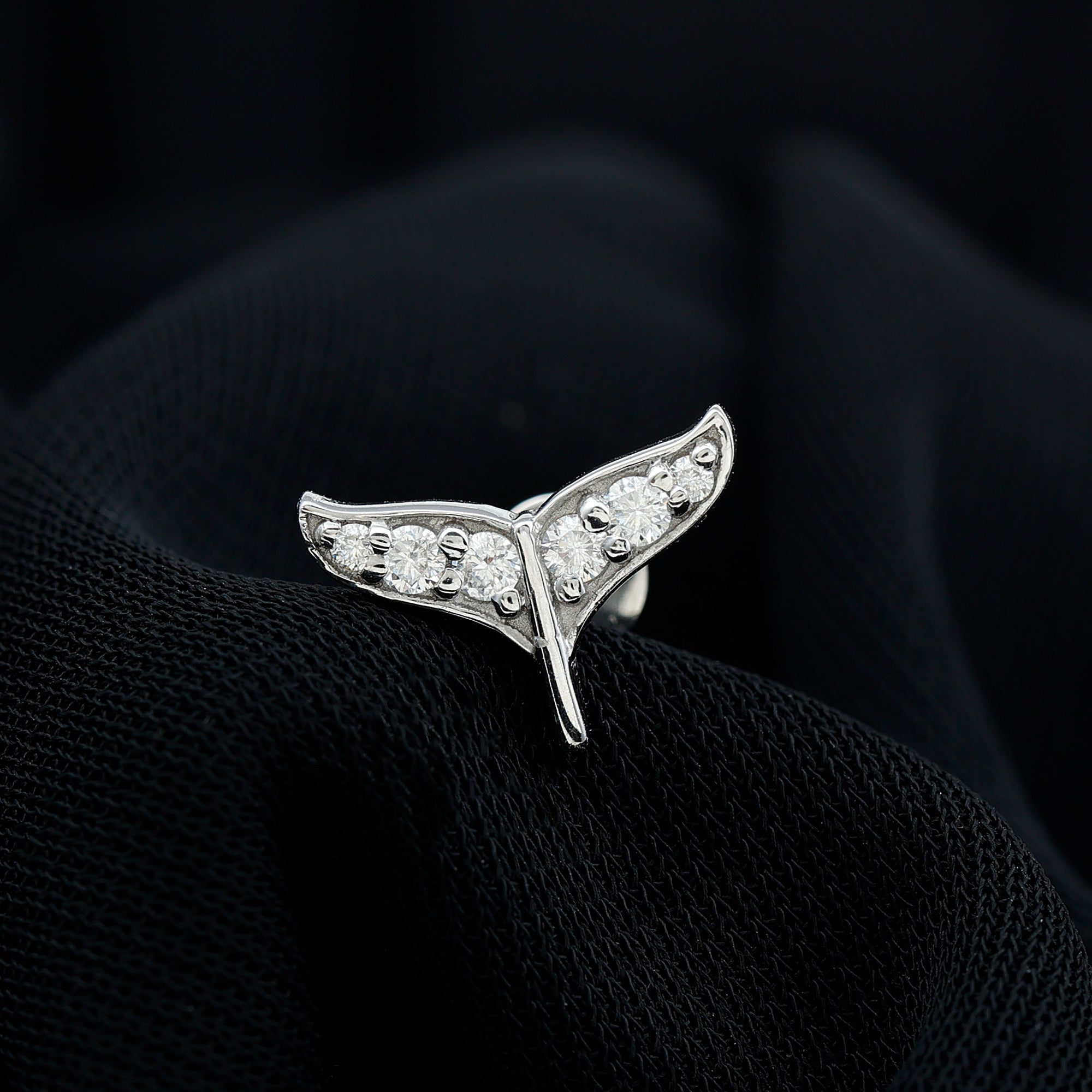 Certified Diamond Whale Tail Earring for Helix Piercing Lab - ( EF-VS ) - Rosec Jewels