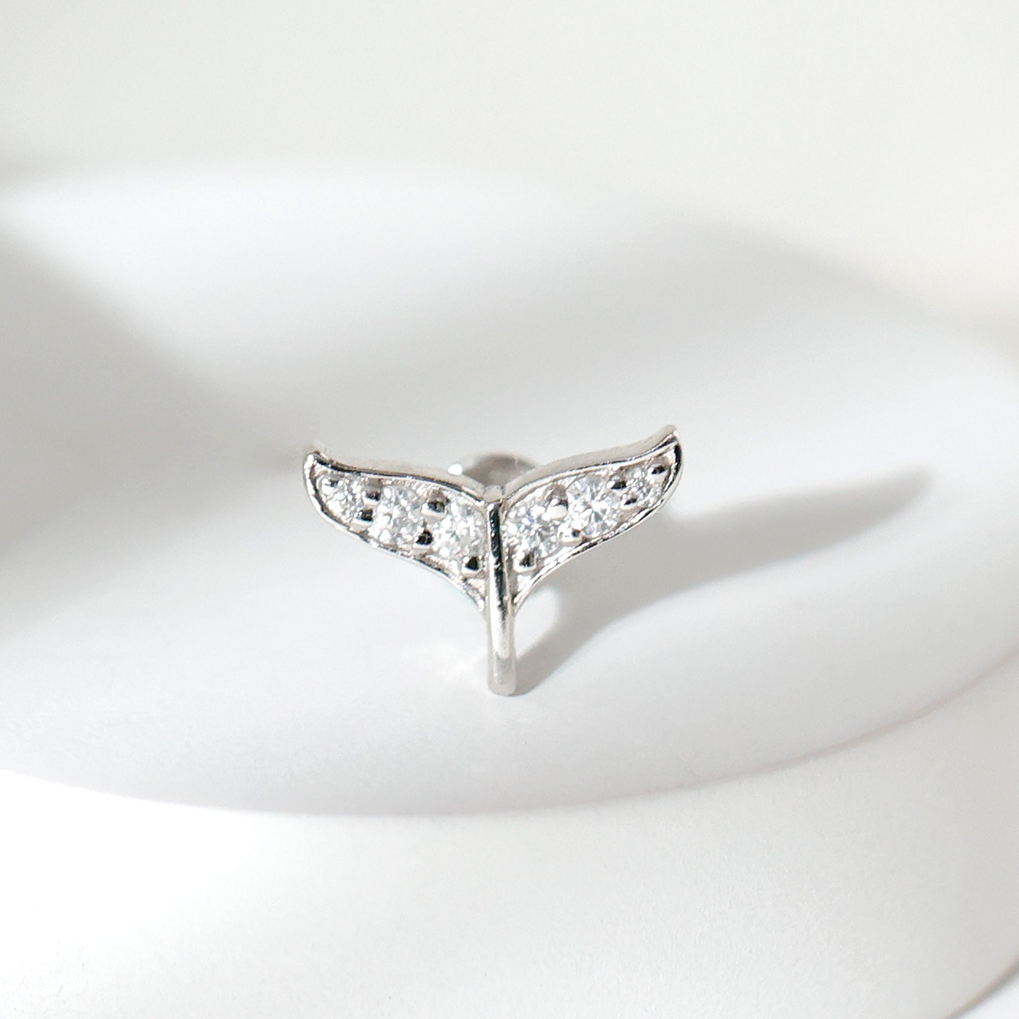 Certified Diamond Whale Tail Earring for Helix Piercing Lab - ( EF-VS ) - Rosec Jewels