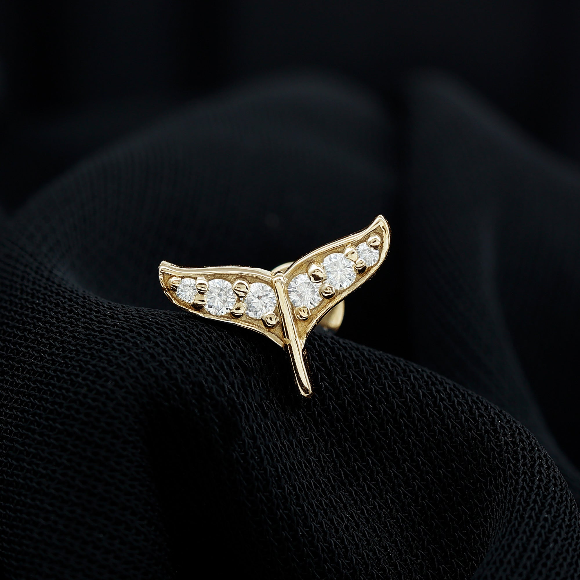 Certified Diamond Whale Tail Earring for Helix Piercing Lab - ( EF-VS ) - Rosec Jewels
