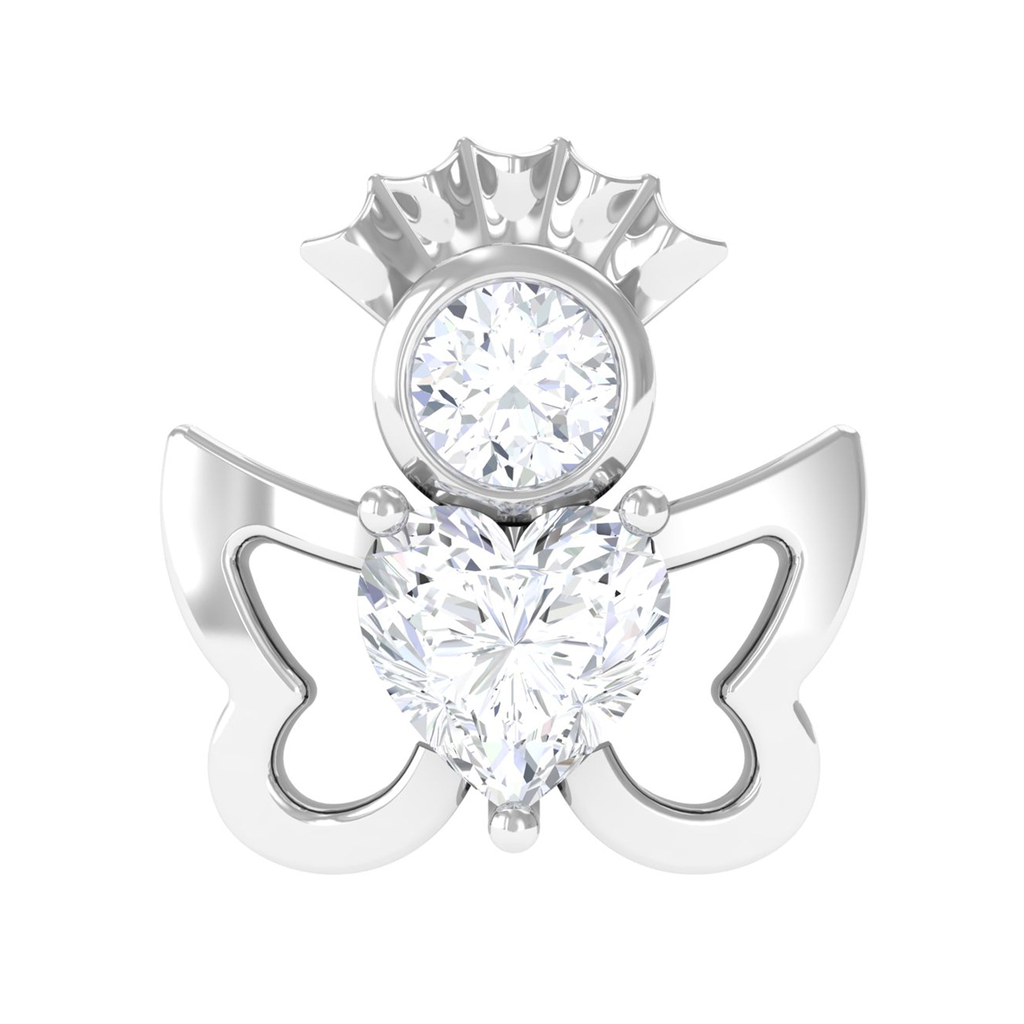 Heart Diamond Angel Earring for Helix Piercing Lab - ( EF-VS ) - Rosec Jewels
