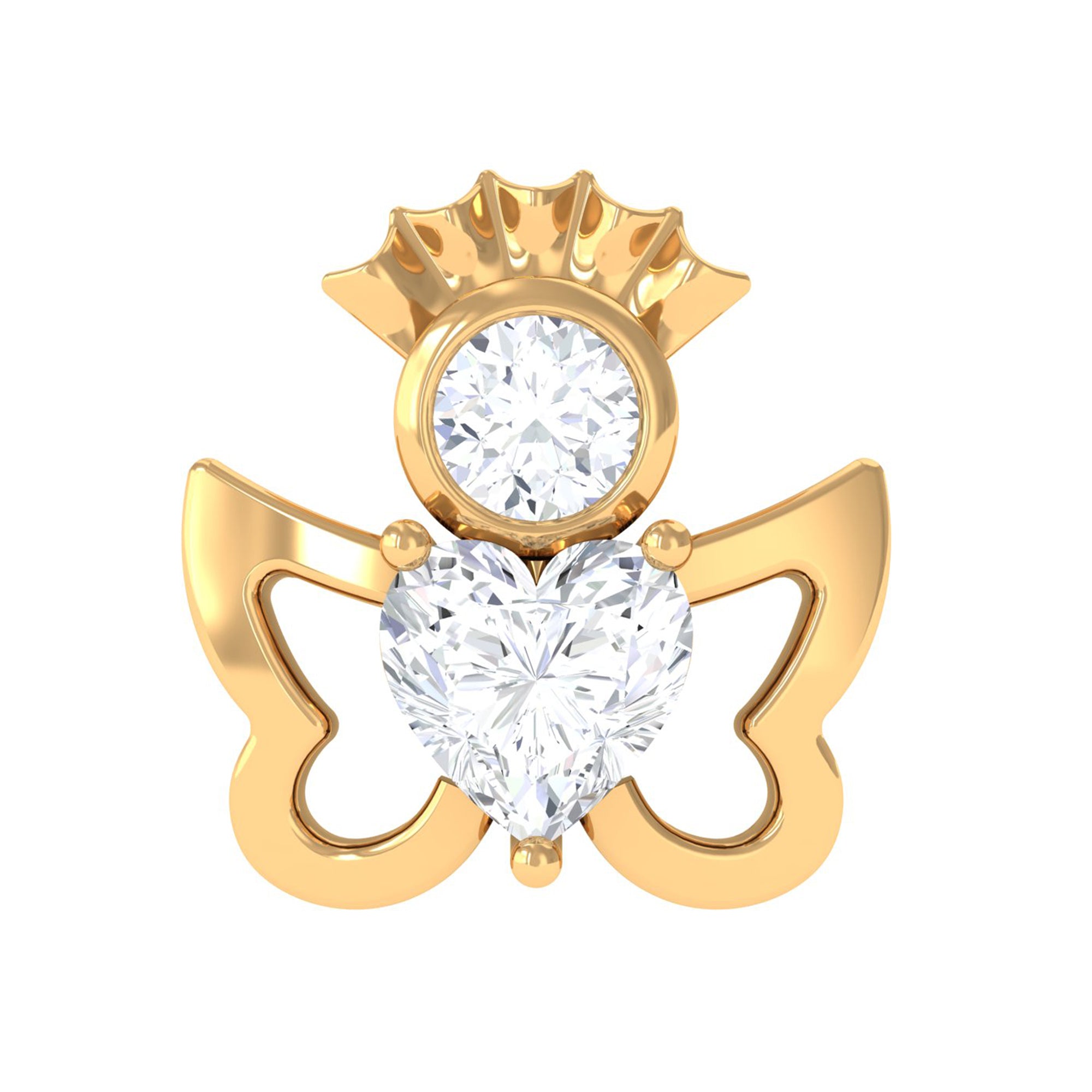 Heart Diamond Angel Earring for Helix Piercing Lab - ( EF-VS ) - Rosec Jewels
