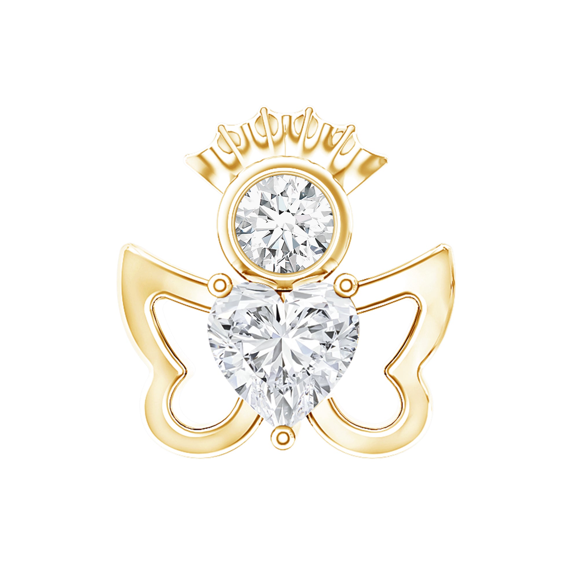 Heart Diamond Angel Earring for Helix Piercing Lab - ( EF-VS ) - Rosec Jewels