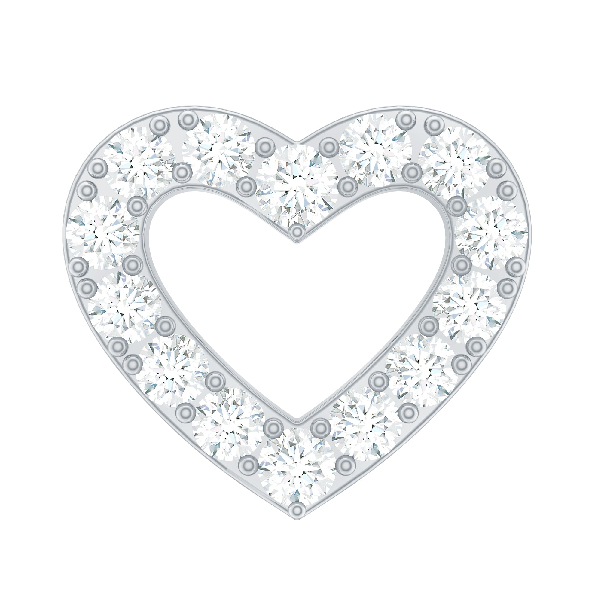 Cute Diamond Open Heart Earring for Helix Piercing Lab - ( EF-VS ) - Rosec Jewels