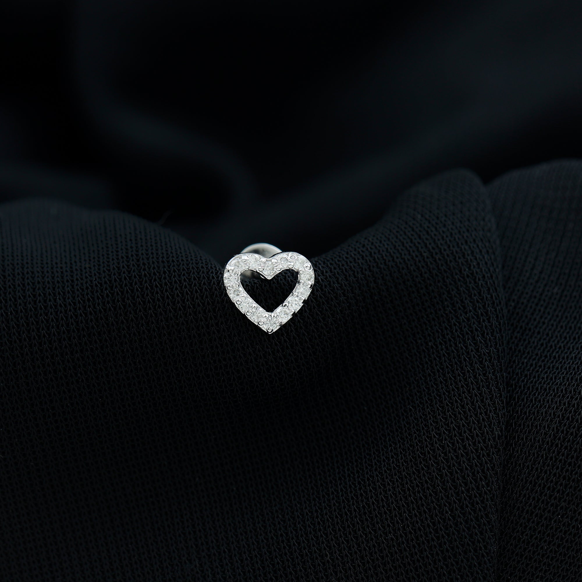 Cute Diamond Open Heart Earring for Helix Piercing Lab - ( EF-VS ) - Rosec Jewels