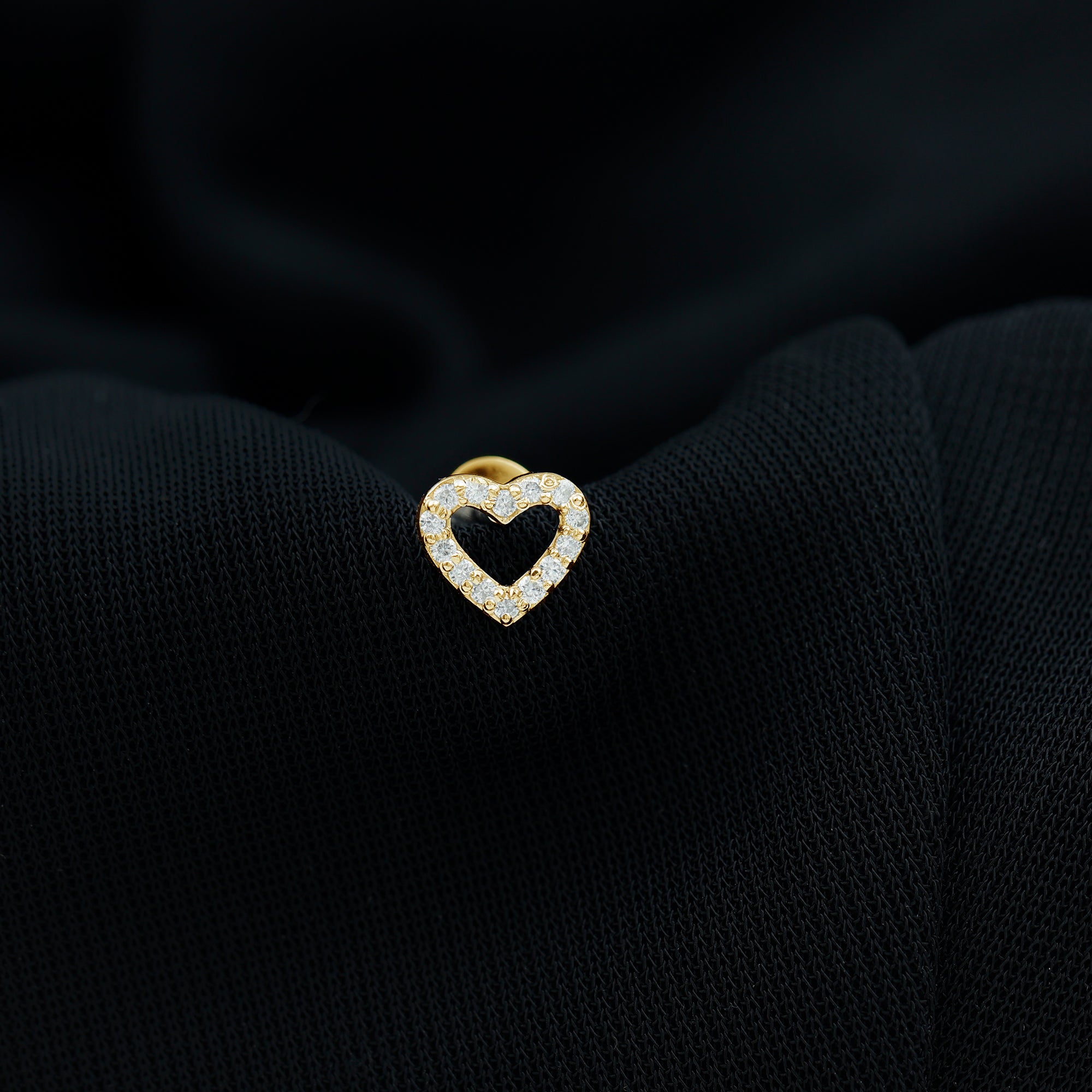 Cute Diamond Open Heart Earring for Helix Piercing Lab - ( EF-VS ) - Rosec Jewels