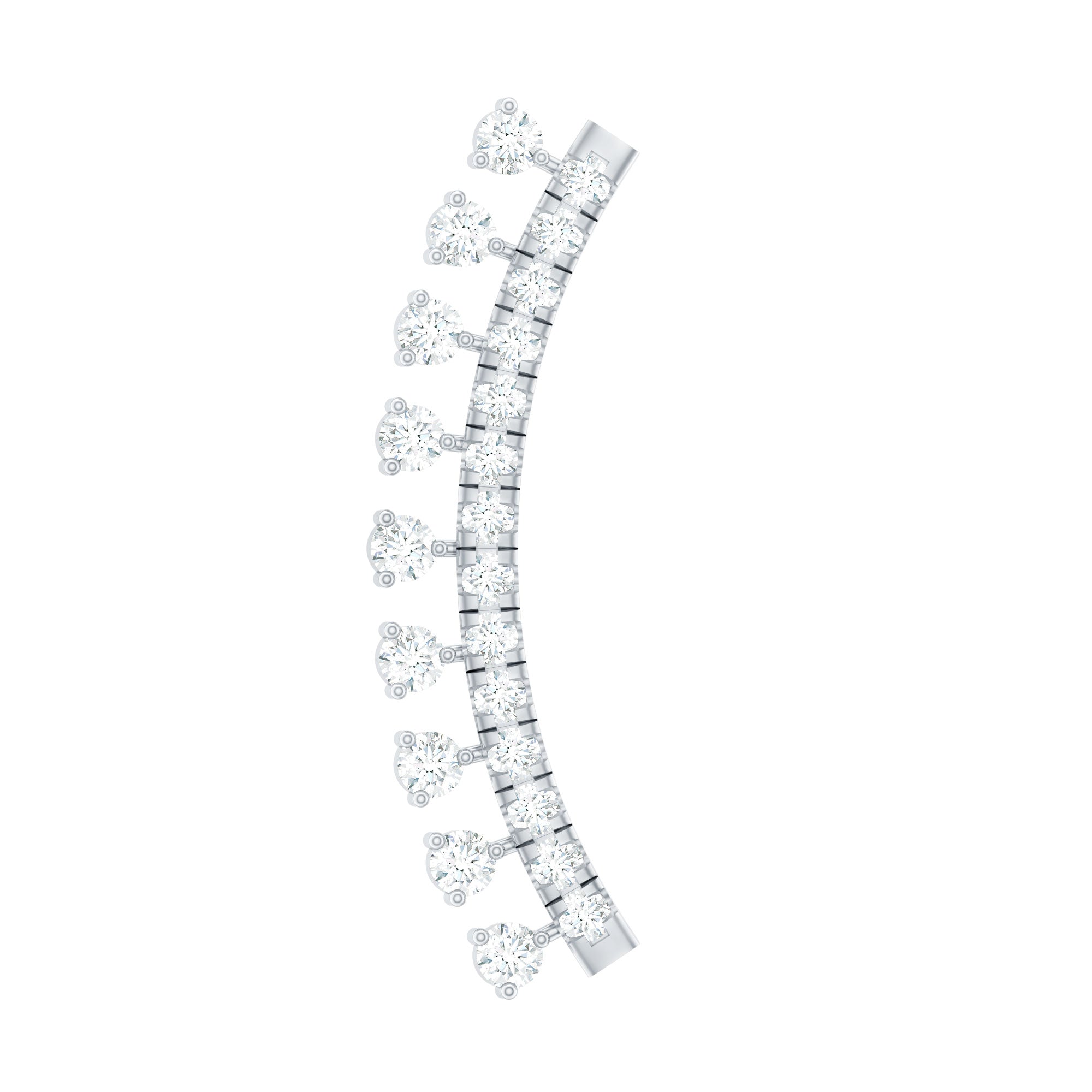Minimal Diamond Crawler Earring for Cartilage Piercing Lab - ( EF-VS ) - Rosec Jewels