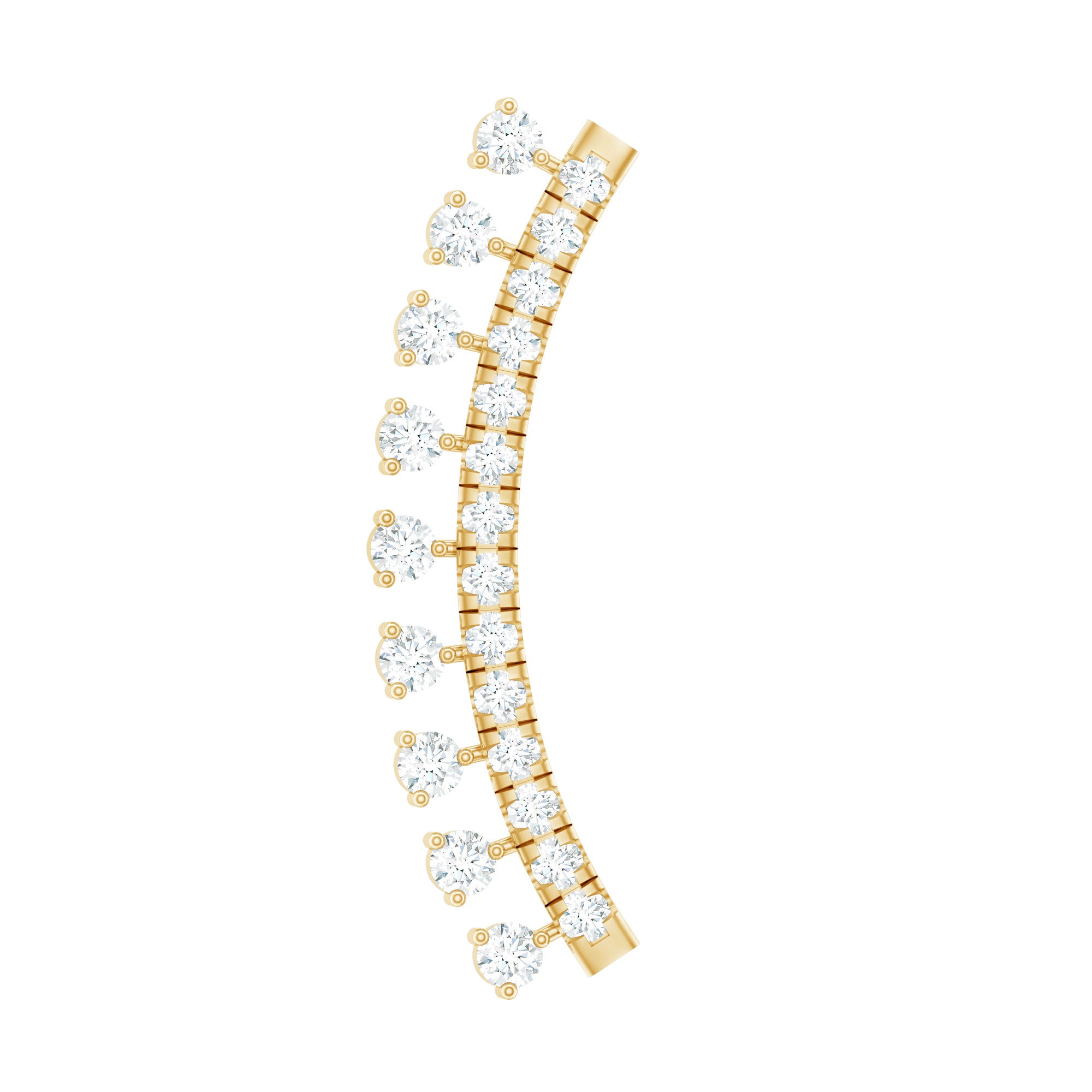 Minimal Diamond Crawler Earring for Cartilage Piercing Lab - ( EF-VS ) - Rosec Jewels