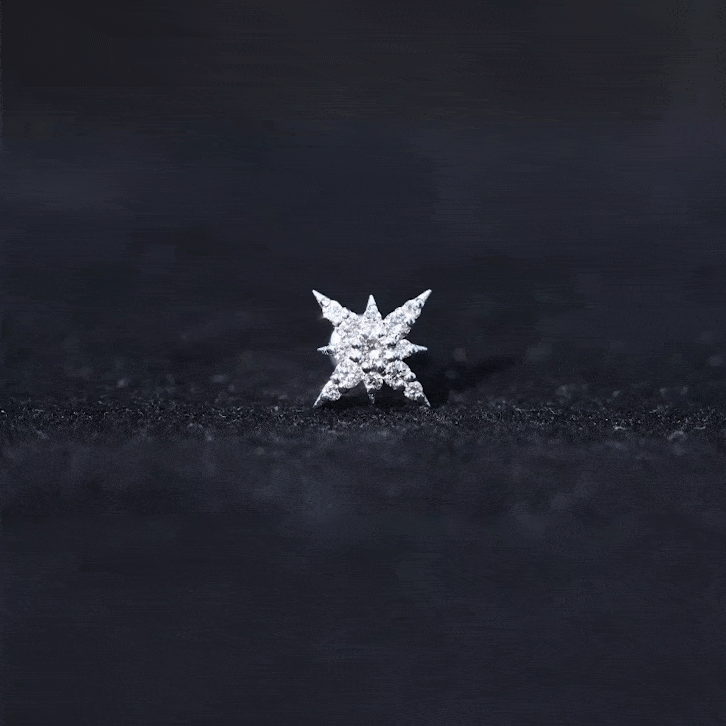 Sparkling Diamond Starburst Earring for Cartilage Piercing Lab - ( EF-VS ) - Rosec Jewels