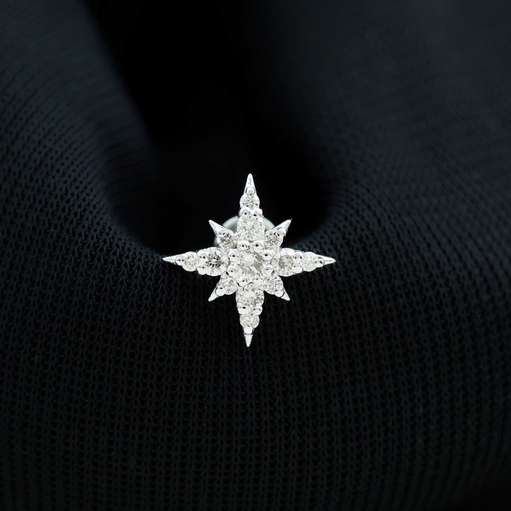 Sparkling Diamond Starburst Earring for Cartilage Piercing Lab - ( EF-VS ) - Rosec Jewels