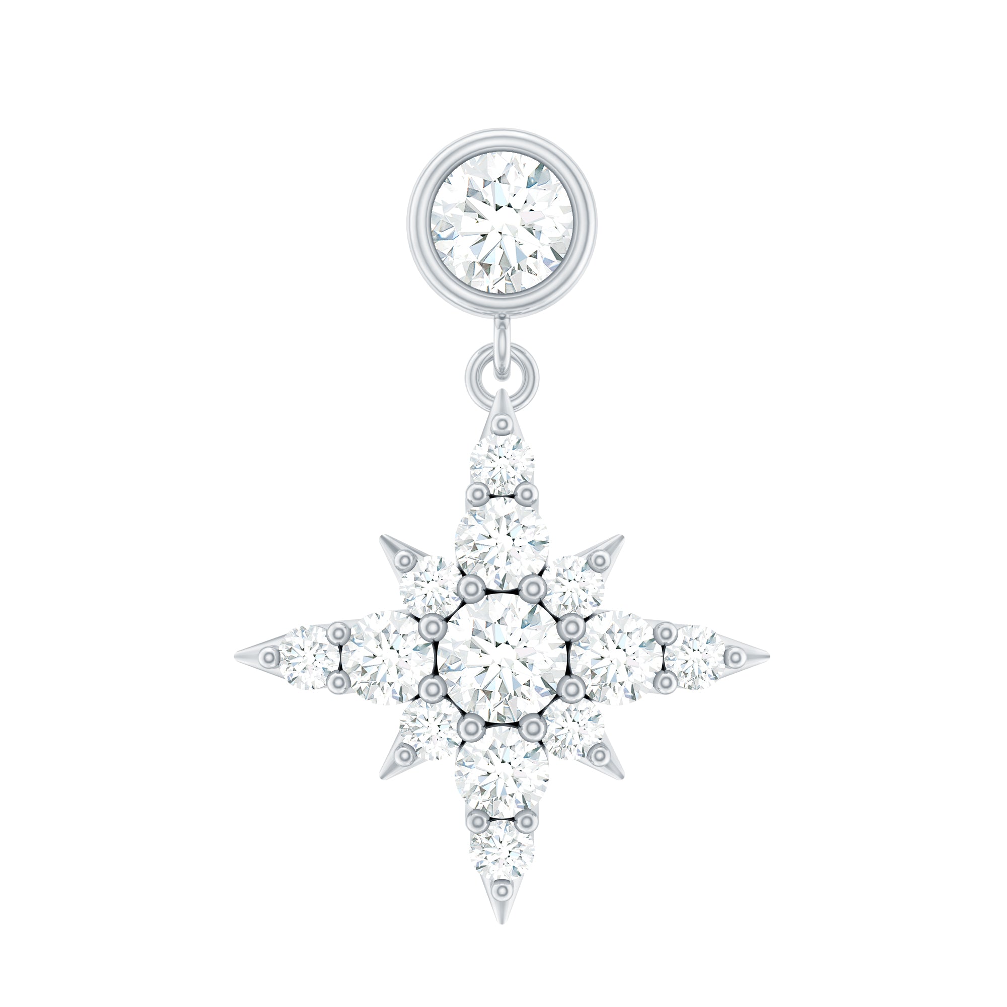 Certified Diamond Starburst Drop Earring for Helix Piercing Lab - ( EF-VS ) - Rosec Jewels