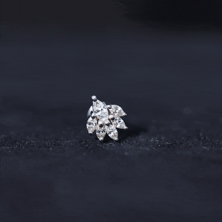 Marquise Diamond Leaf Cluster Helix Earring Lab - ( EF-VS ) - Rosec Jewels