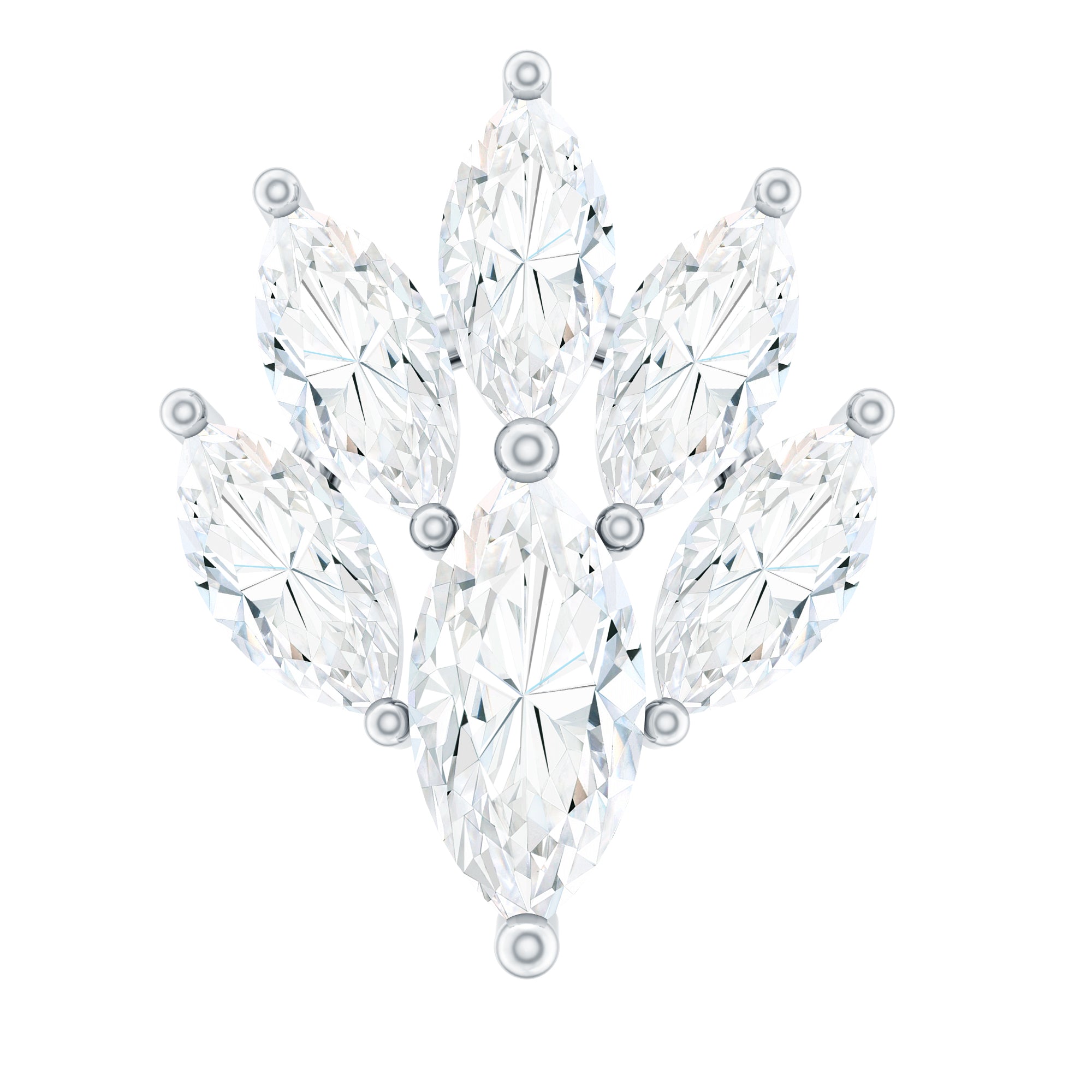 Marquise Diamond Leaf Cluster Helix Earring Lab - ( EF-VS ) - Rosec Jewels