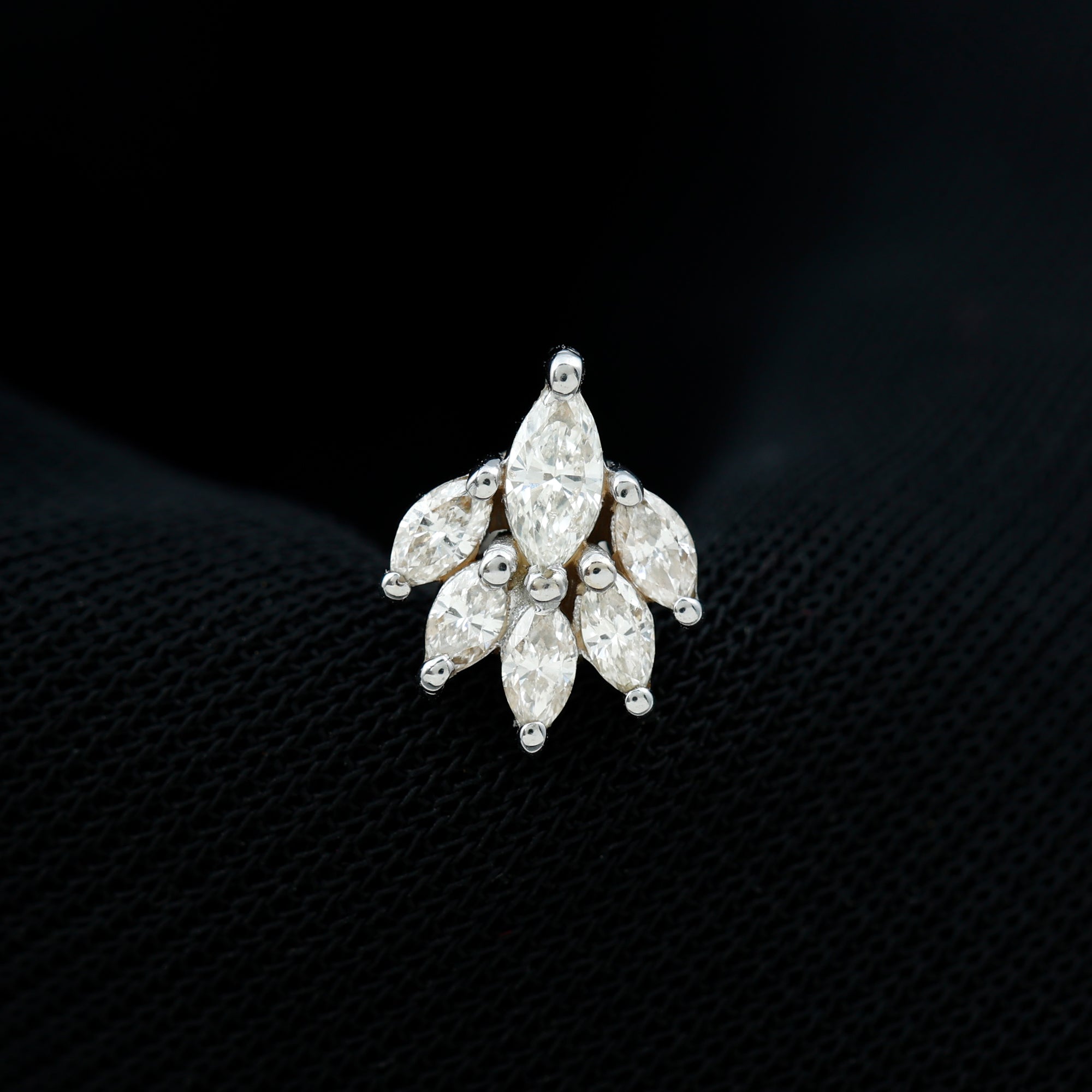 Marquise Diamond Leaf Cluster Helix Earring Lab - ( EF-VS ) - Rosec Jewels