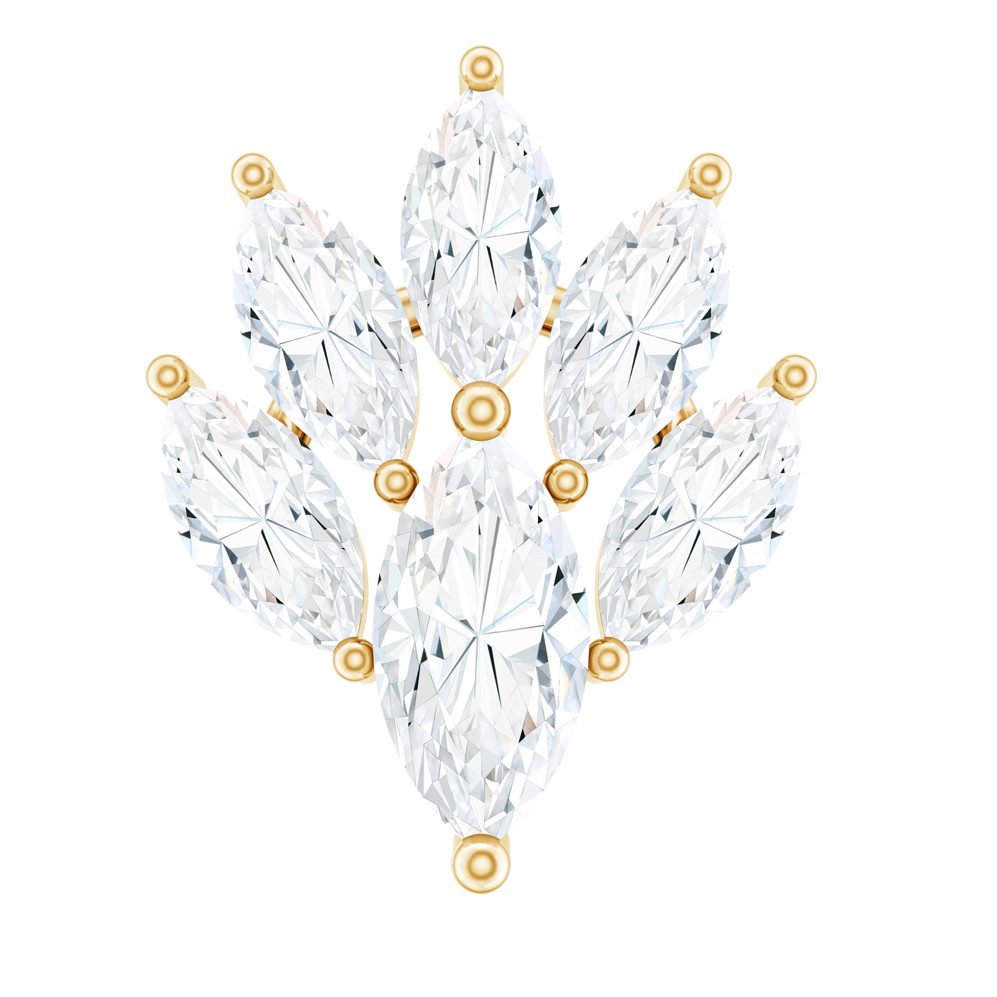 Marquise Diamond Leaf Cluster Helix Earring Lab - ( EF-VS ) - Rosec Jewels