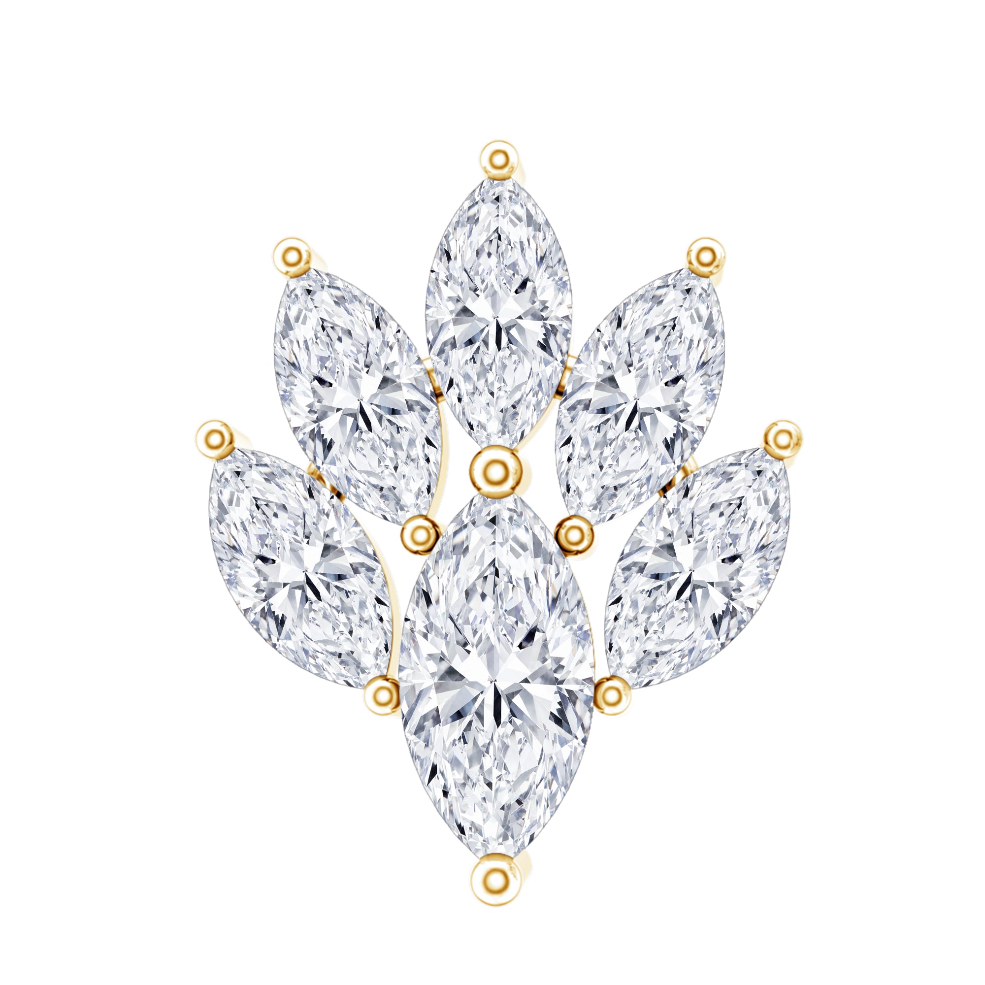 Marquise Diamond Leaf Cluster Helix Earring Lab - ( EF-VS ) - Rosec Jewels