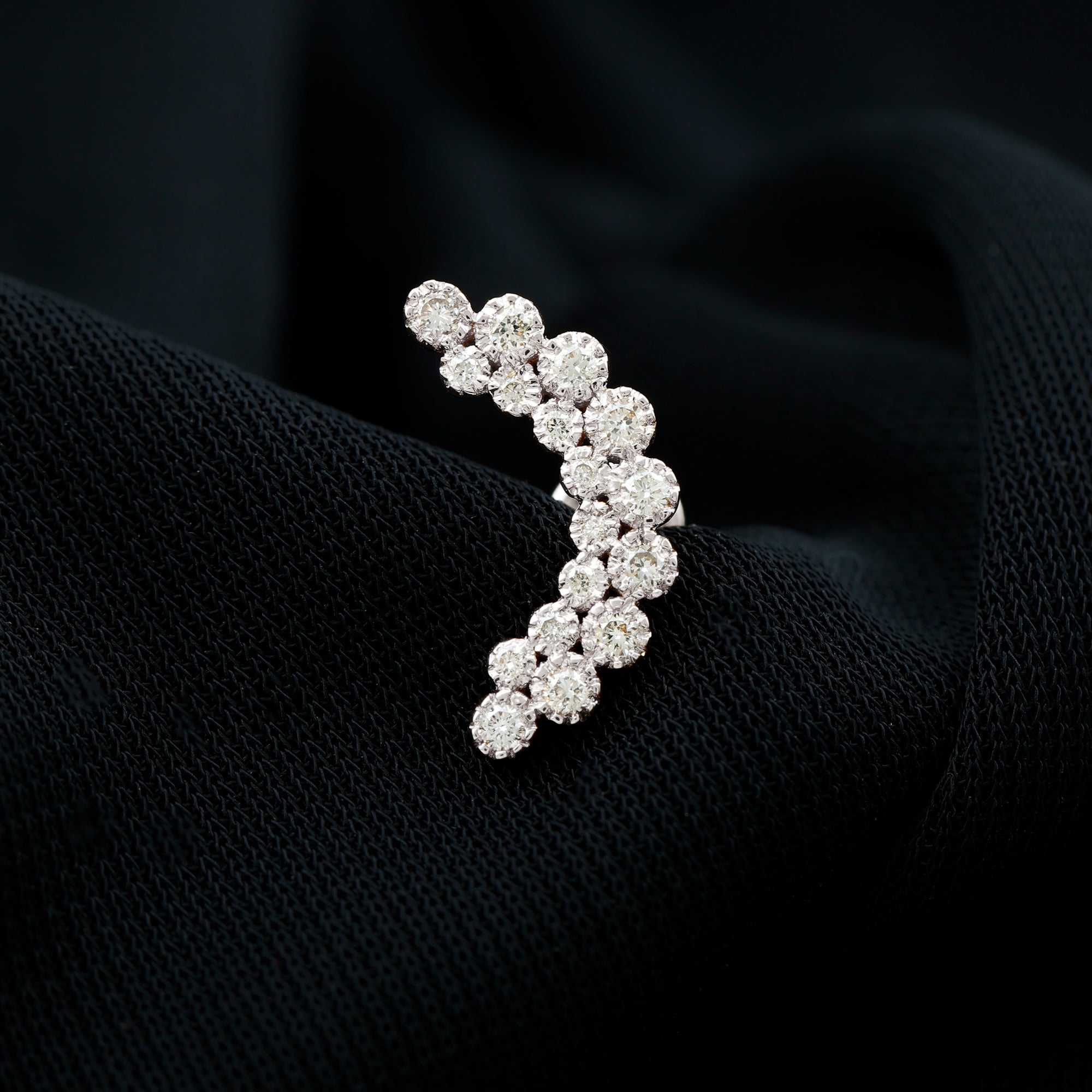 Diamond Curved Crawler Earring in Bezel Set Lab - ( EF-VS ) - Rosec Jewels
