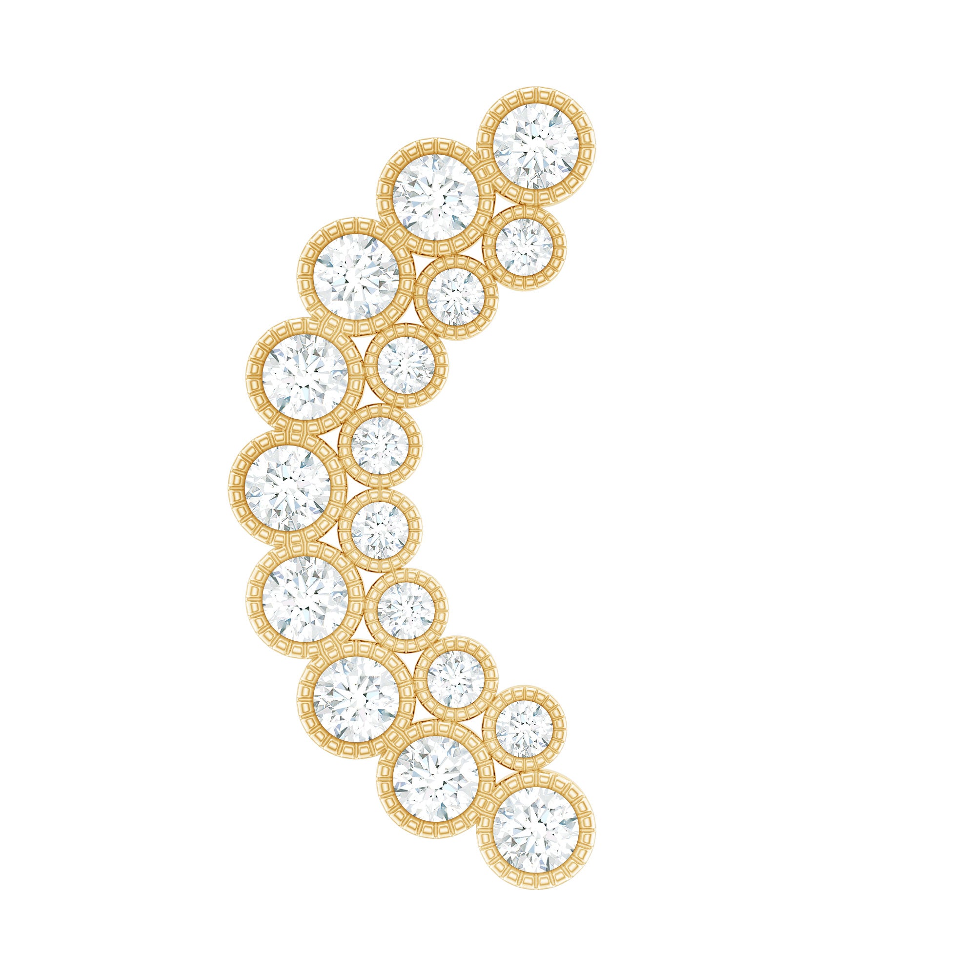 Diamond Curved Crawler Earring in Bezel Set Lab - ( EF-VS ) - Rosec Jewels