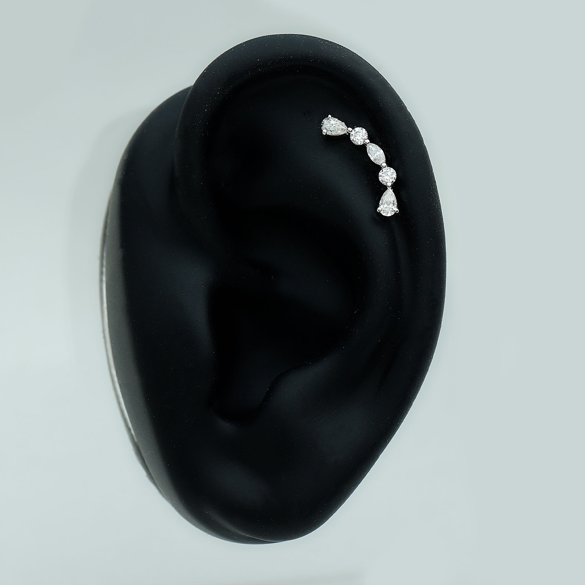 Simple Diamond Curved Crawler Earring for Helix Piercing Lab - ( EF-VS ) - Rosec Jewels