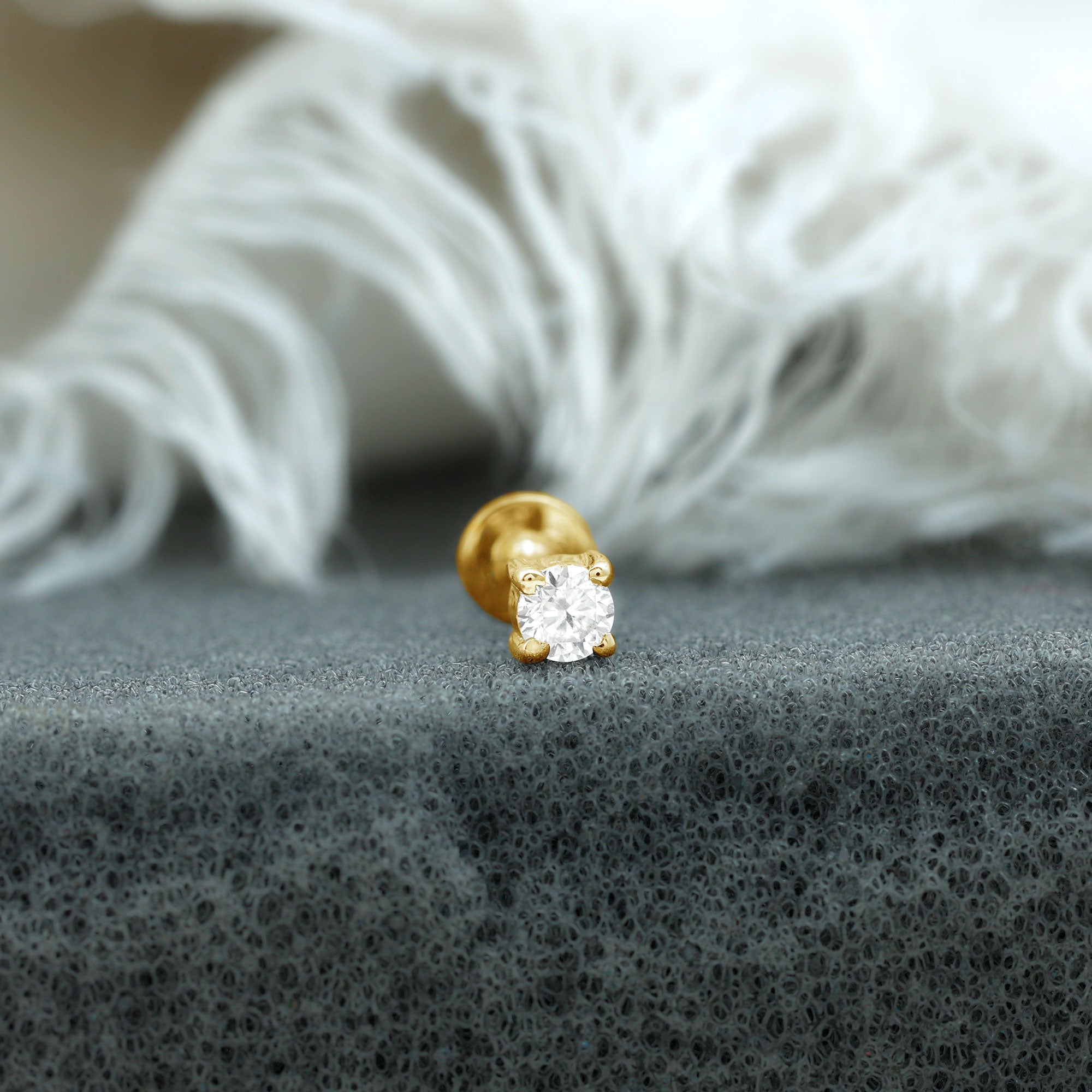 Minimalist Diamond Solitaire Tragus Earring Lab - ( EF-VS ) - Rosec Jewels