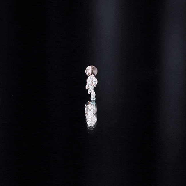 Marquise Diamond Leaf Cluster Earring for Helix Piercing Lab - ( EF-VS ) - Rosec Jewels
