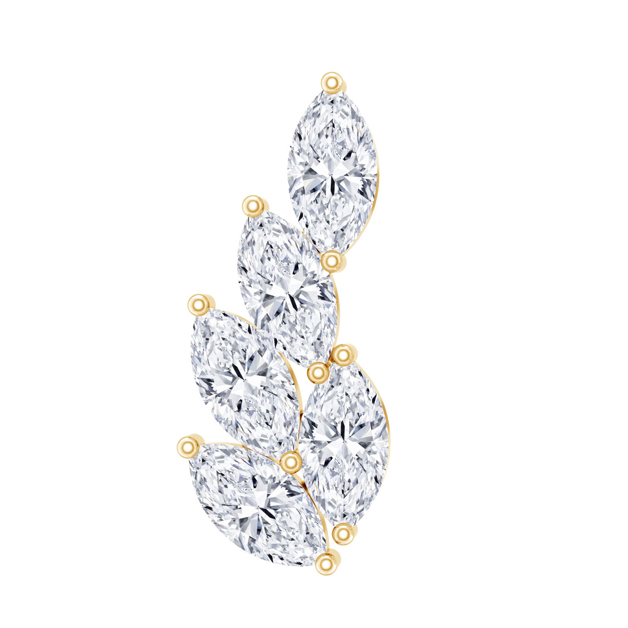 Marquise Diamond Leaf Cluster Earring for Helix Piercing Lab - ( EF-VS ) - Rosec Jewels