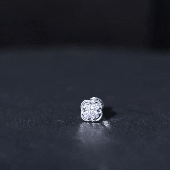 Diamond Flower Cluster Earring for Helix Piercing Lab - ( EF-VS ) - Rosec Jewels